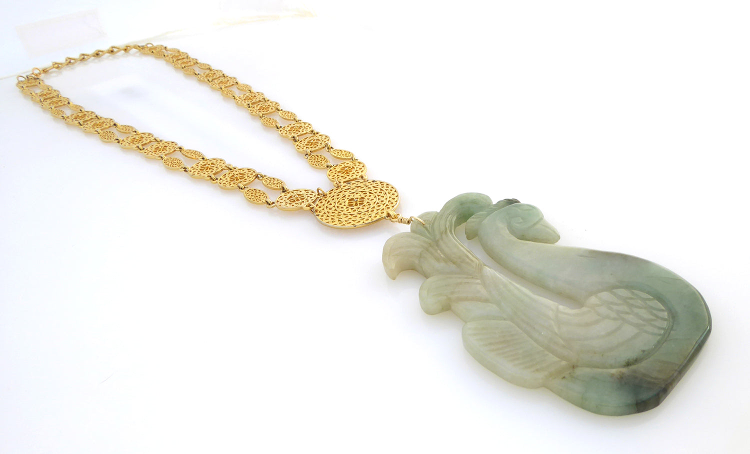 Jade swan necklace by Jenny Dayco 2