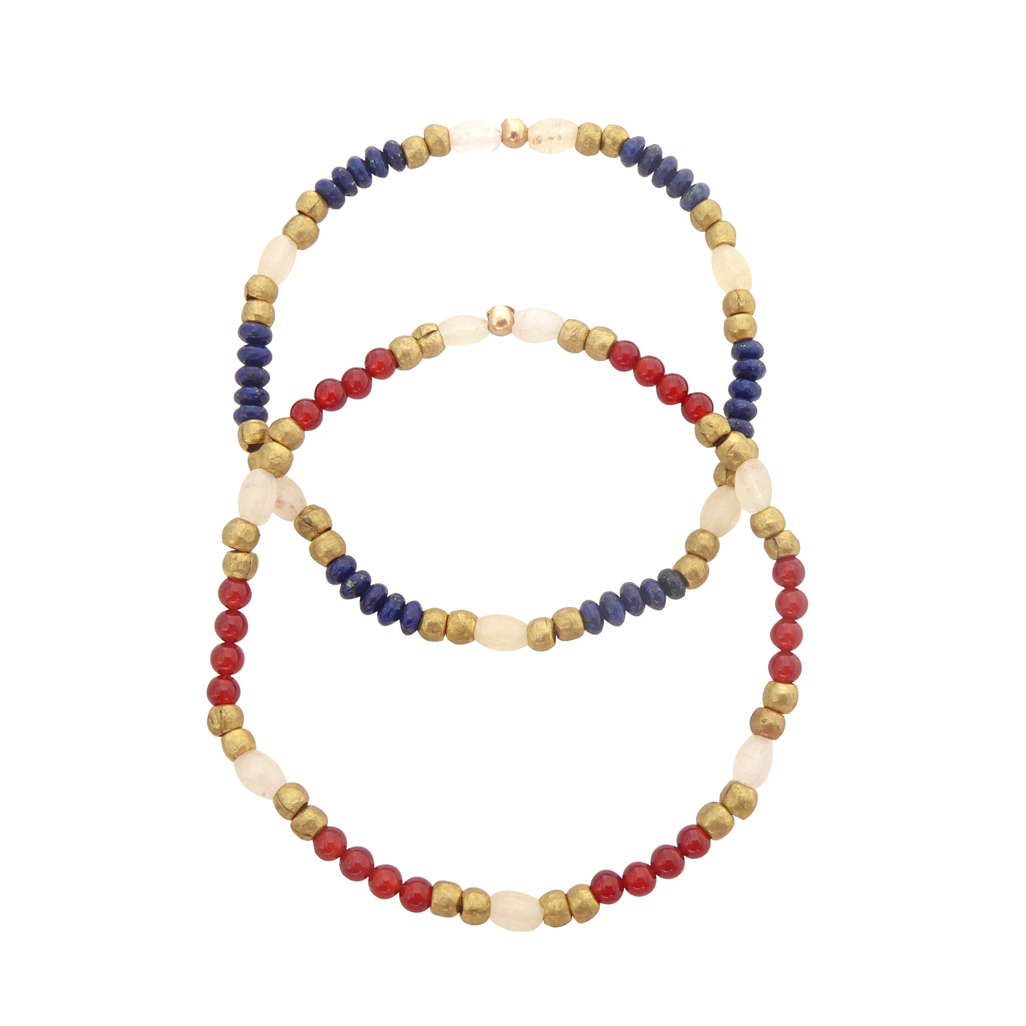 Lapis lazuli and red glass bracelet set by Jenny Dayco 1