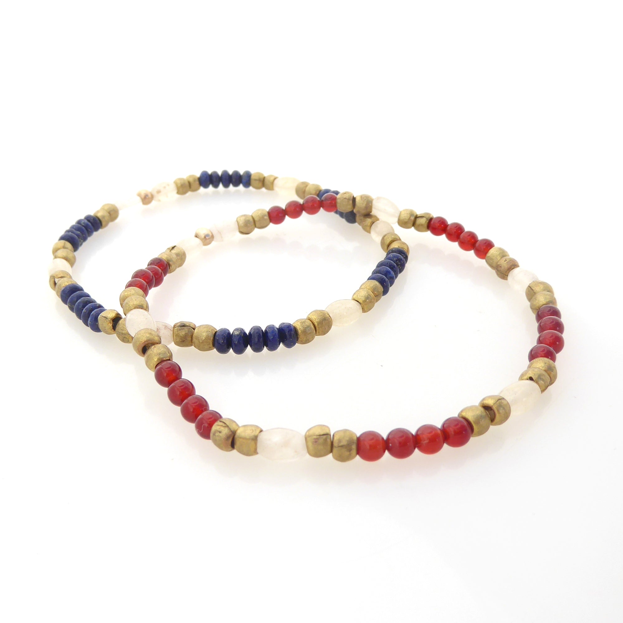 Lapis lazuli and red glass bracelet set by Jenny Dayco 2