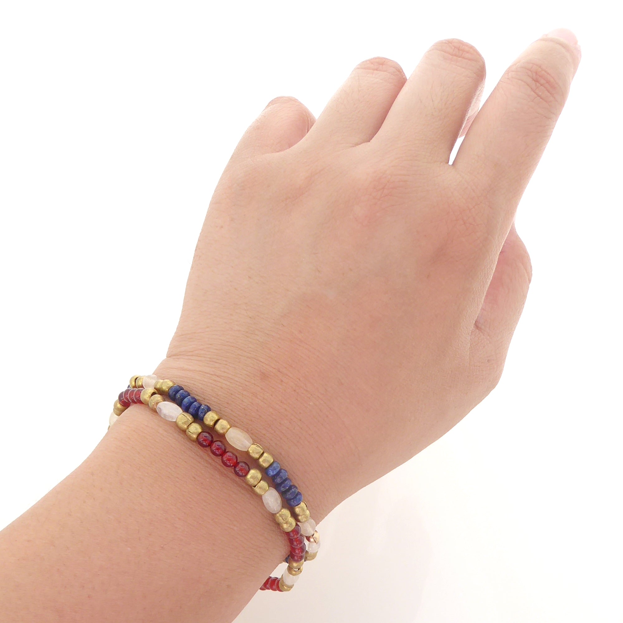 Lapis lazuli and red glass bracelet set by Jenny Dayco 6