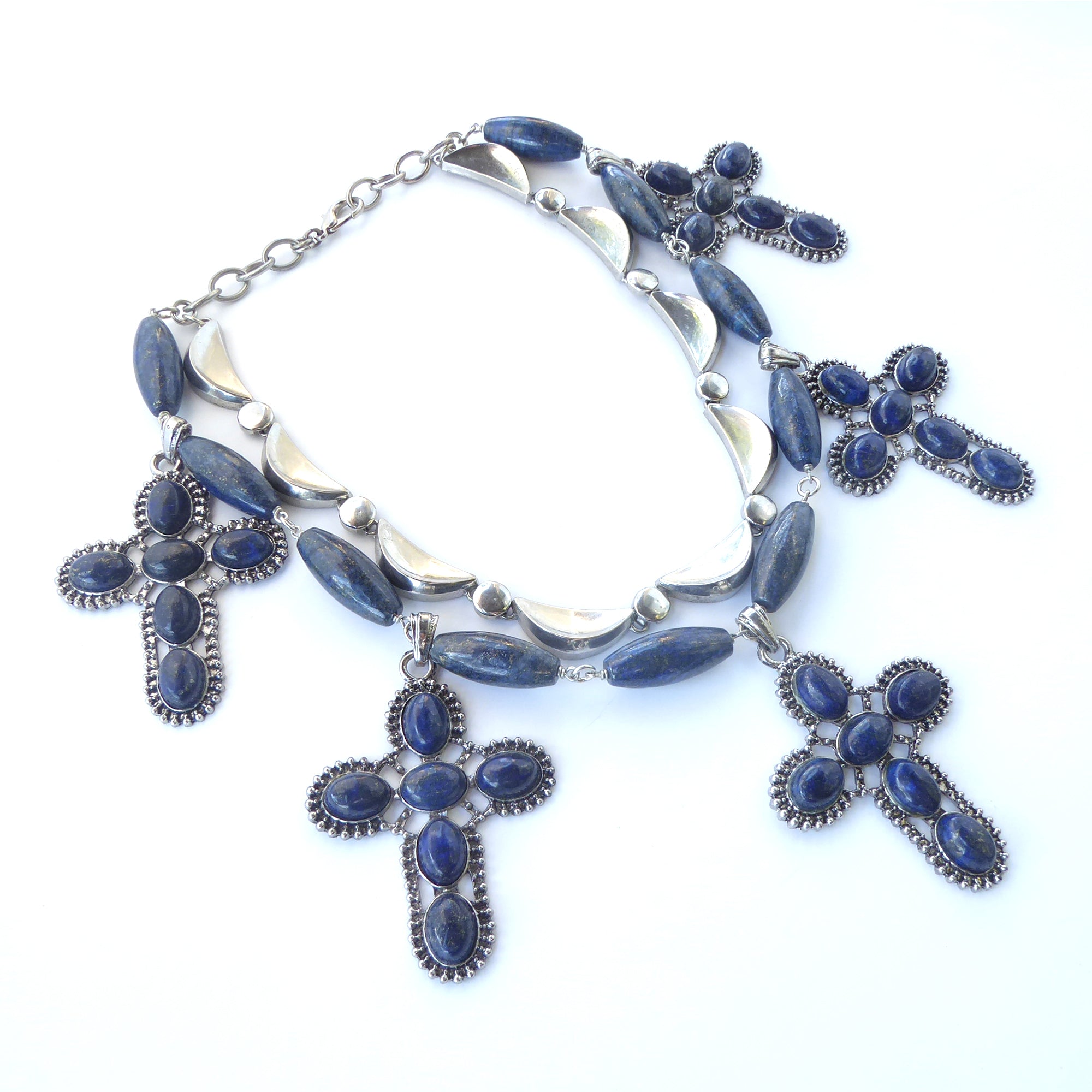 Lapis lazuli cross necklace by Jenny Dayco 2