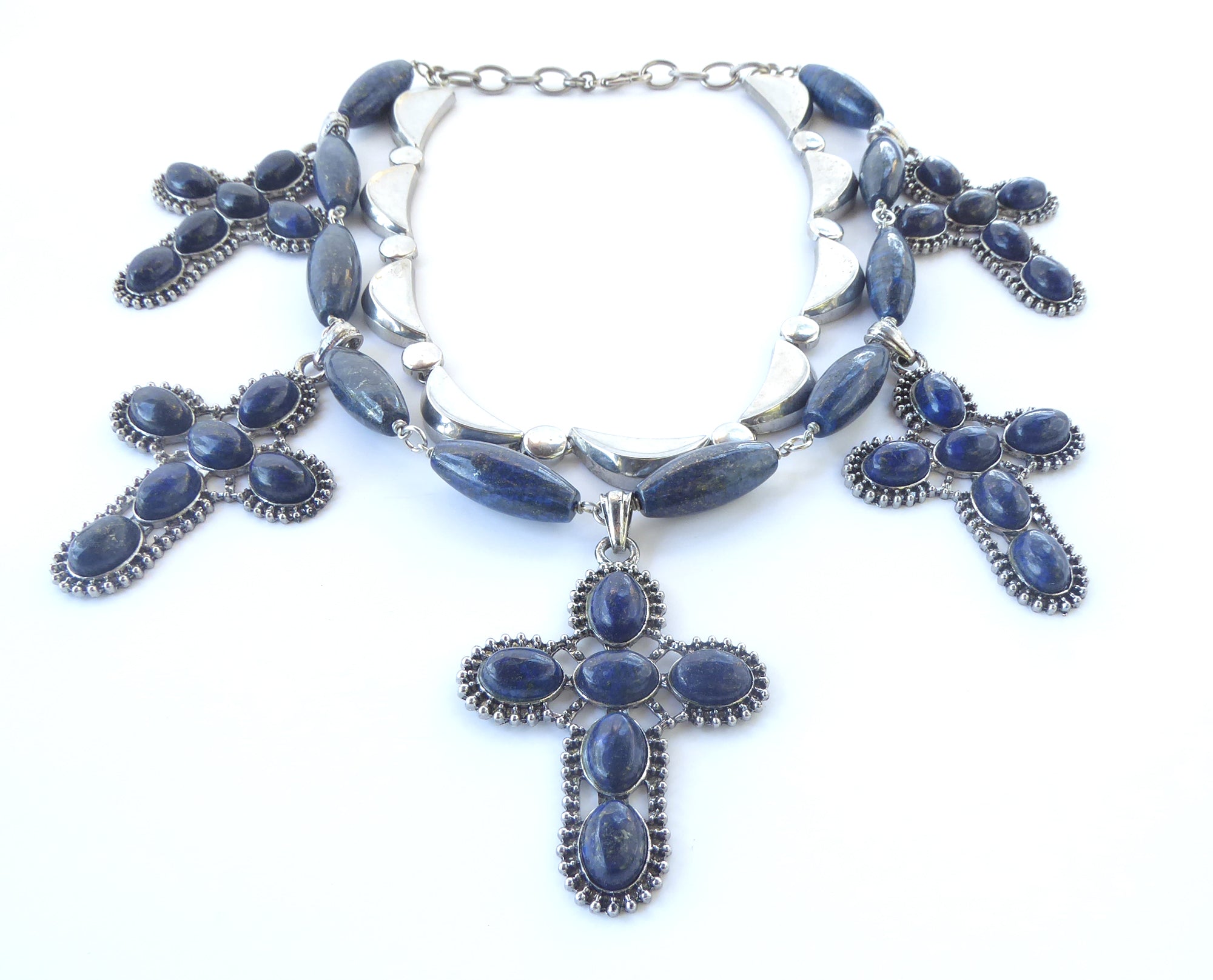 Lapis lazuli cross necklace by Jenny Dayco 3