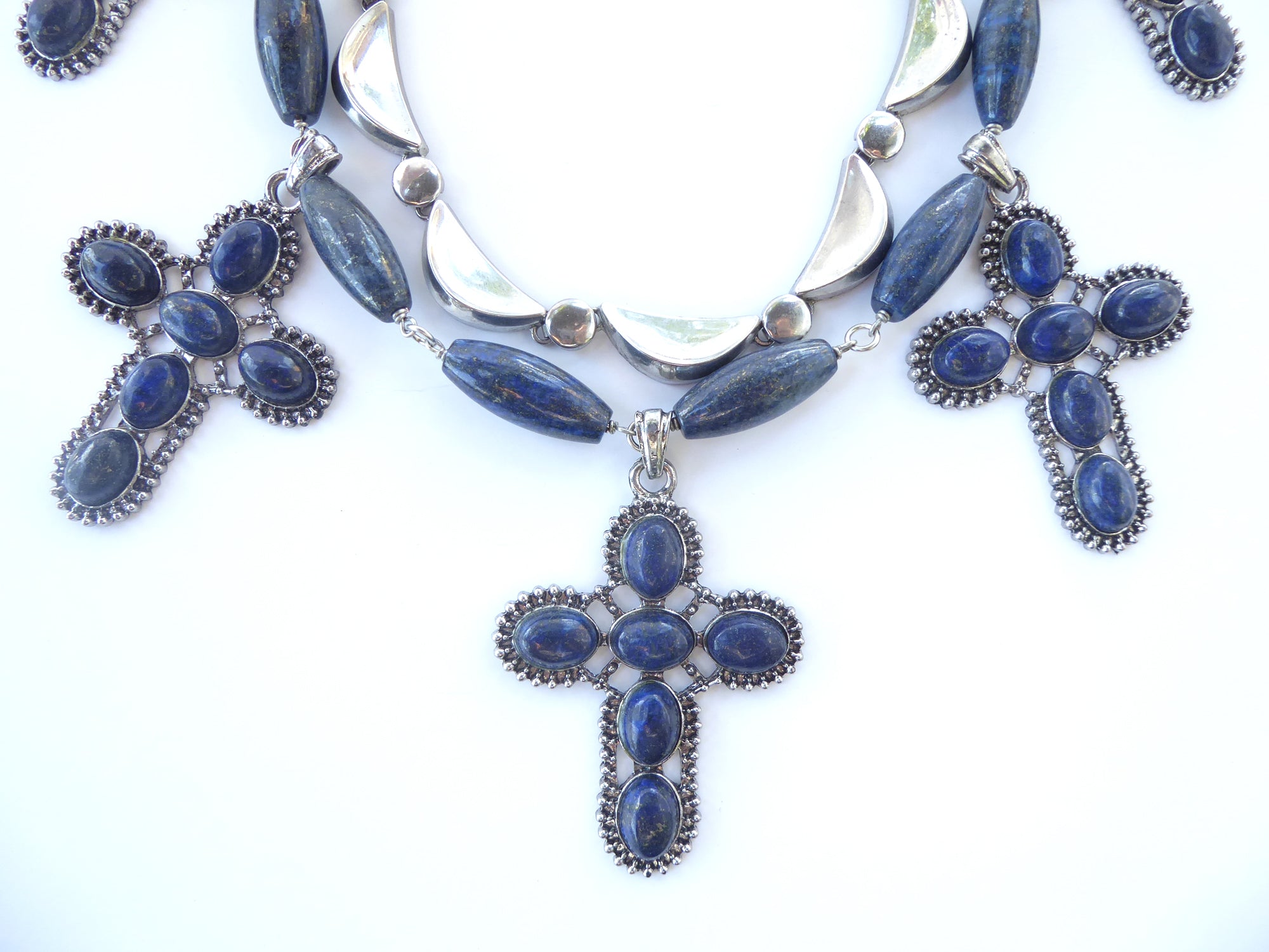 Lapis lazuli cross necklace by Jenny Dayco 4