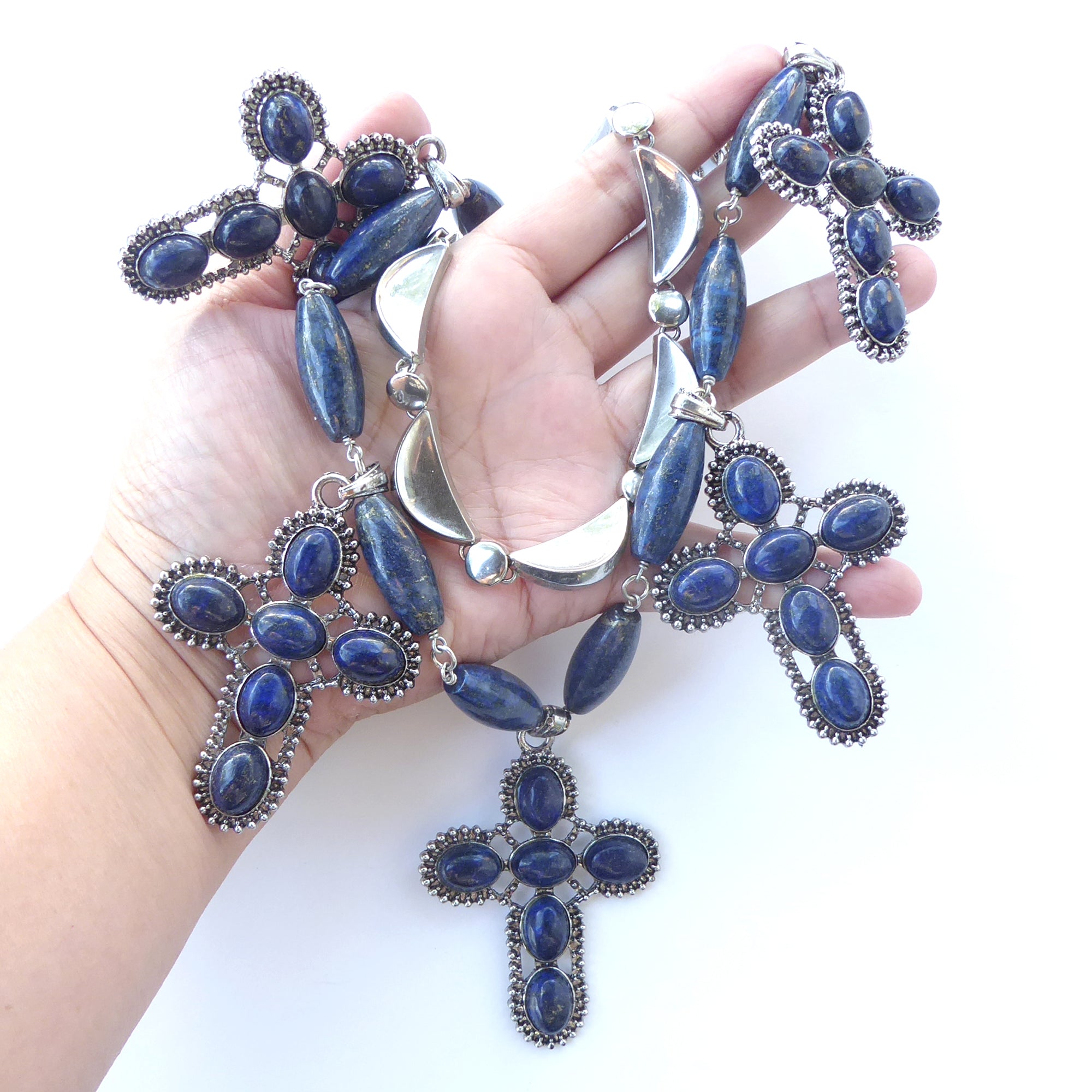 Lapis lazuli cross necklace by Jenny Dayco 6