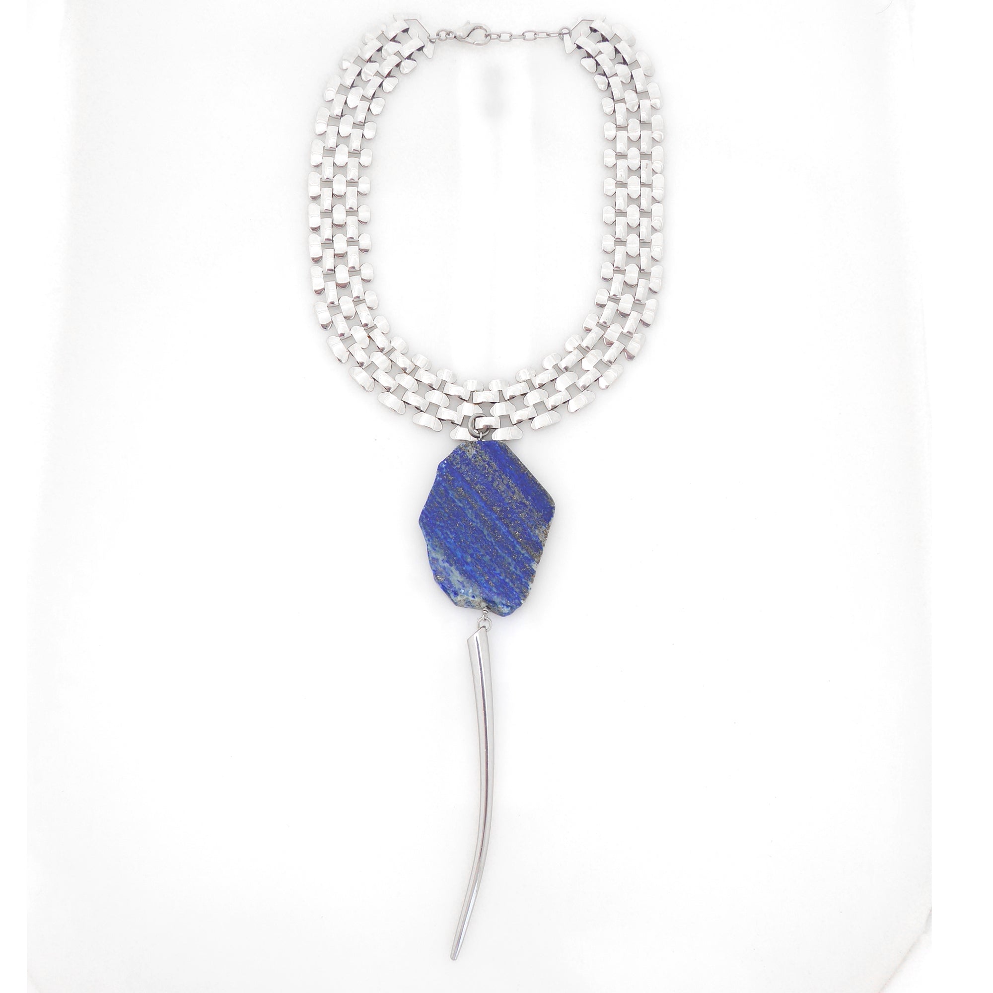 Lapis lazuli spike collar necklace by Jenny Dayco 5