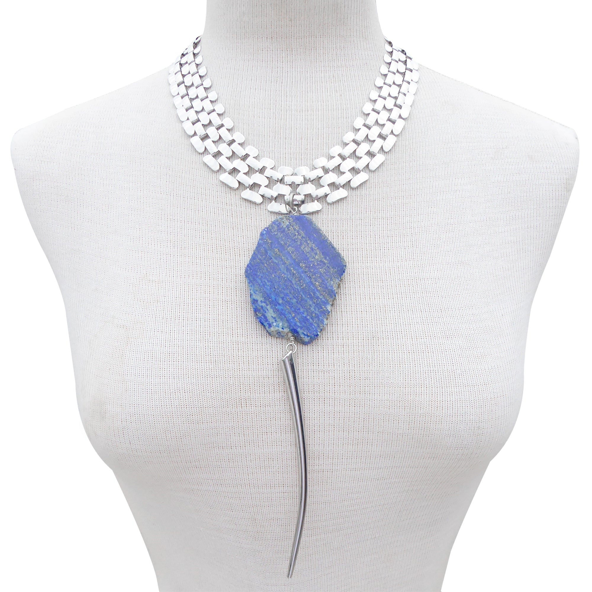 Lapis lazuli spike collar necklace by Jenny Dayco 7