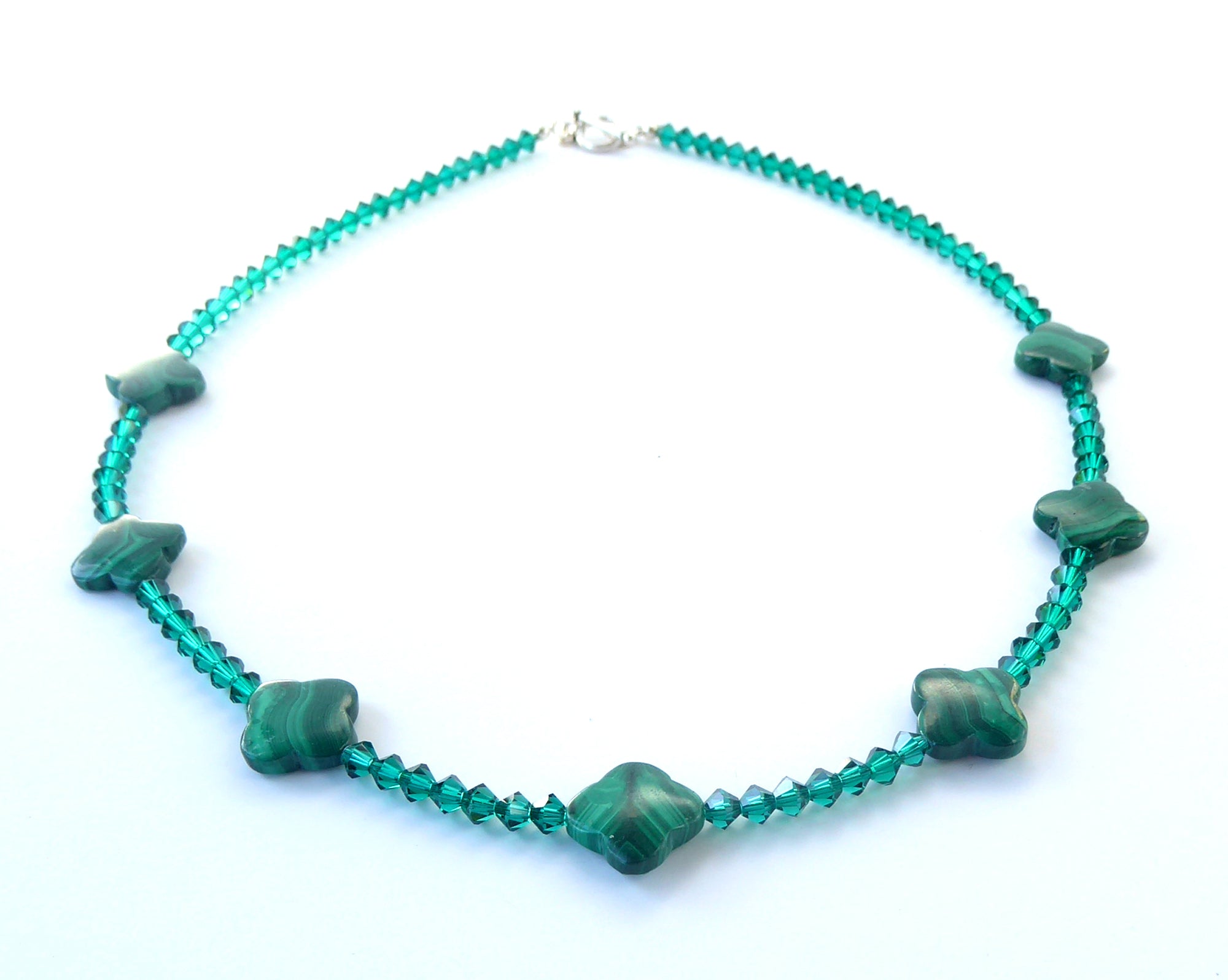 Malachite clover and crystal necklace by Jenny Dayco 3
