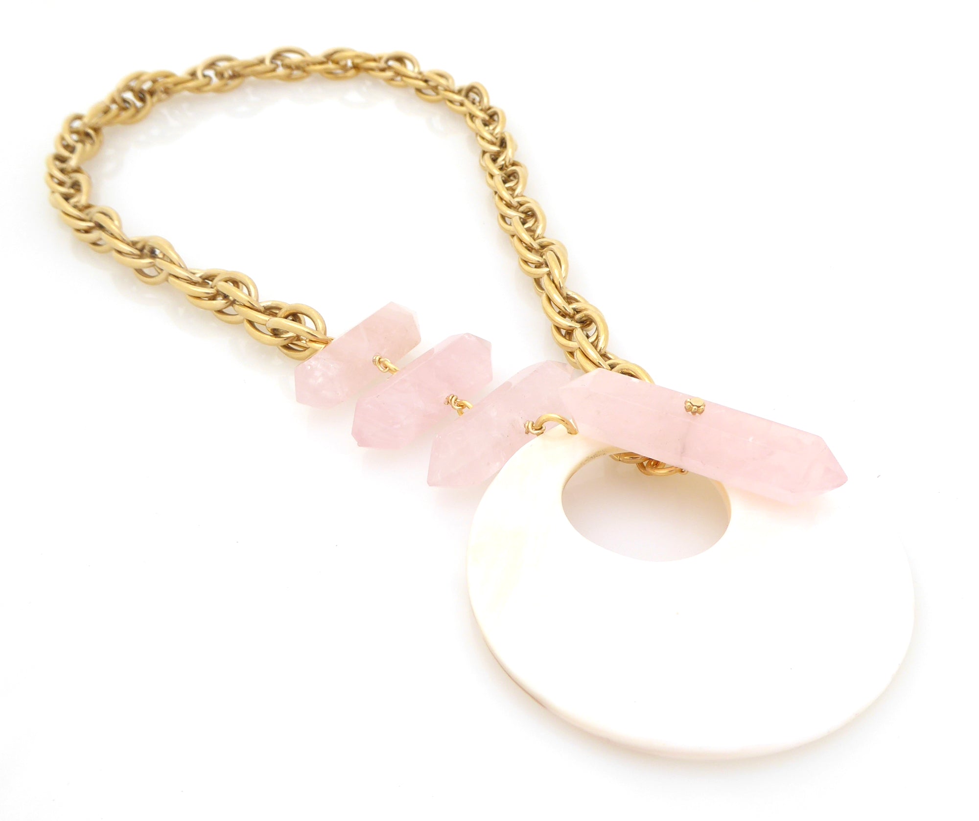 Marna rose quartz and shell necklace by Jenny Dayco 2