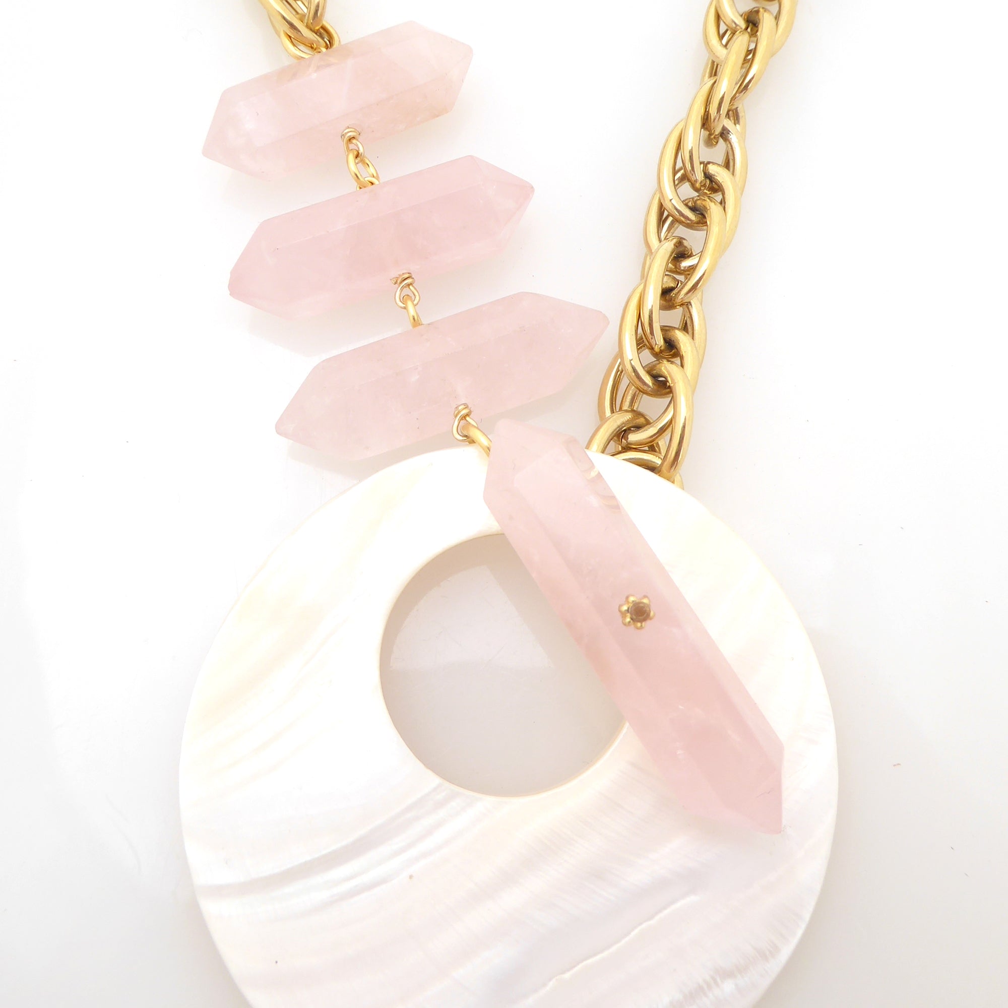 Marna rose quartz and shell necklace by Jenny Dayco 4