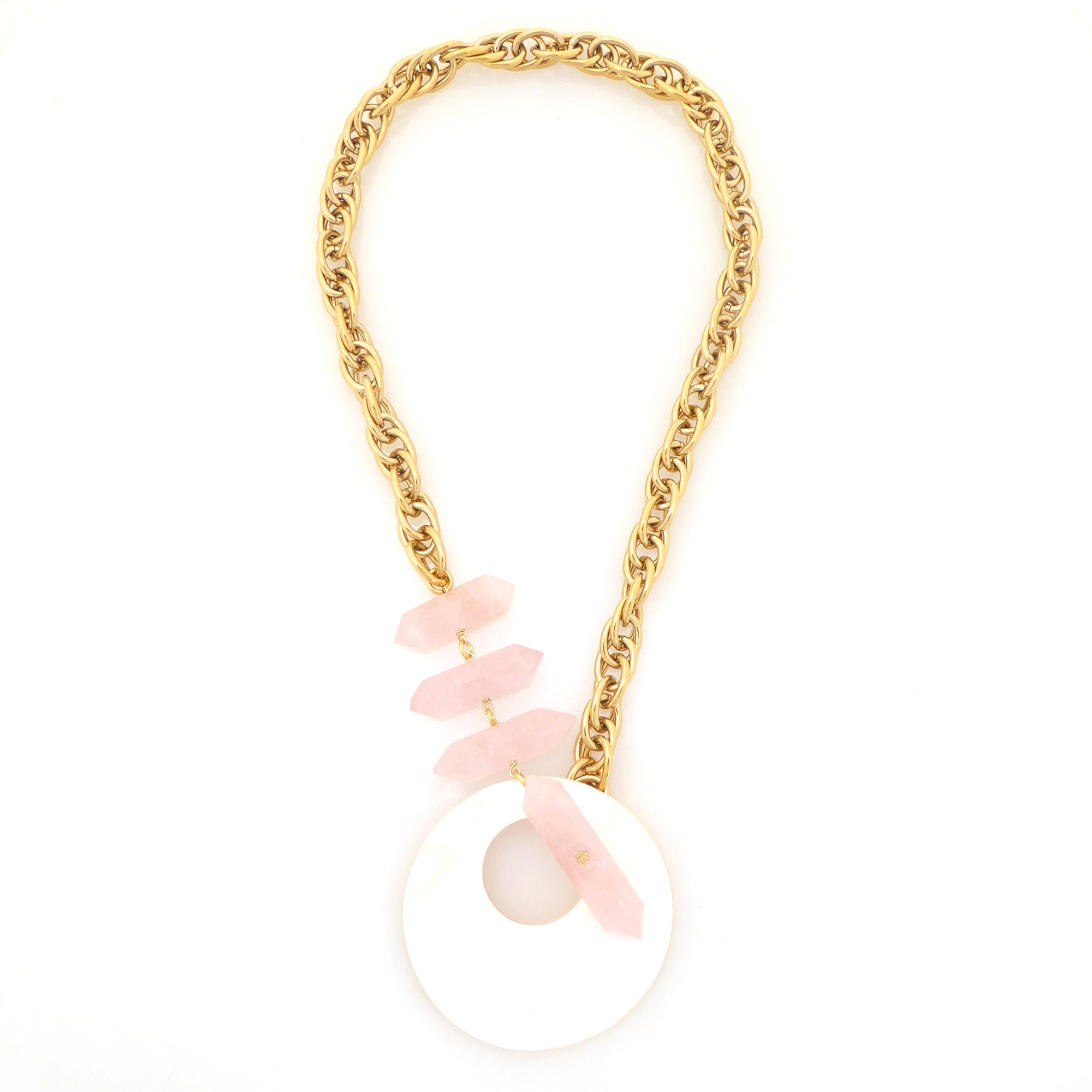 Marna rose quartz and shell necklace by Jenny Dayco 5