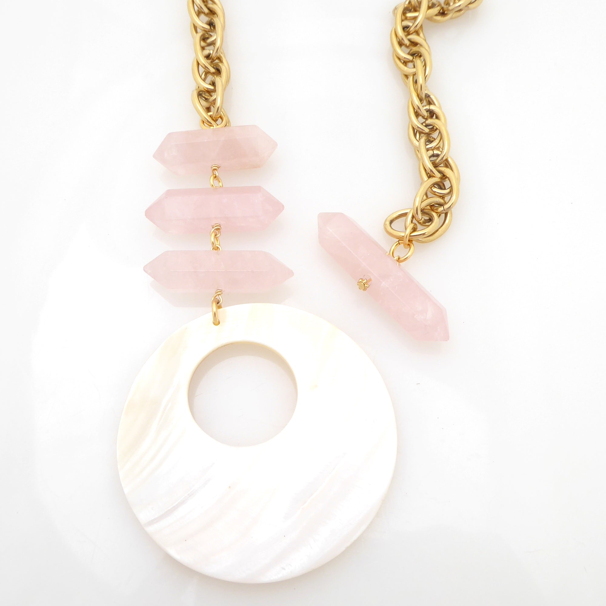 Marna rose quartz and shell necklace by Jenny Dayco 6