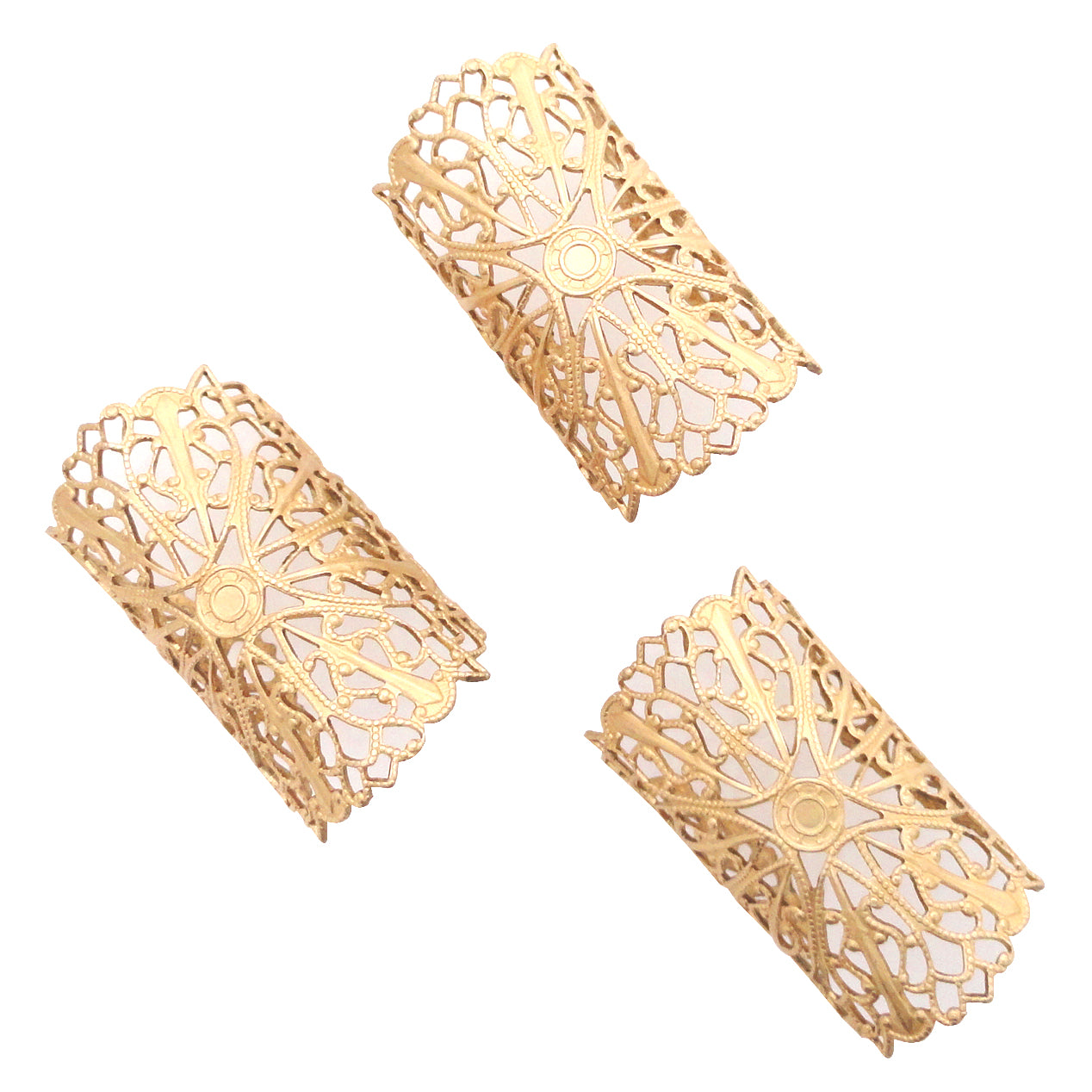 Matte gold filigree ring set by Jenny Dayco top view