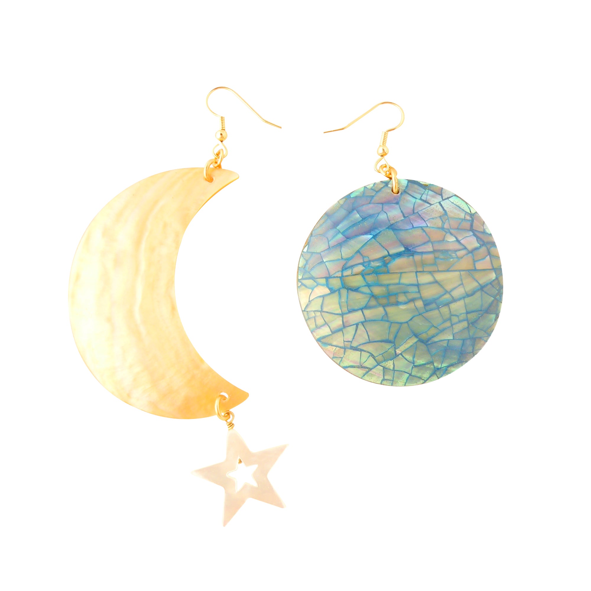Neptune shell and moon earrings by Jenny Dayco 1
