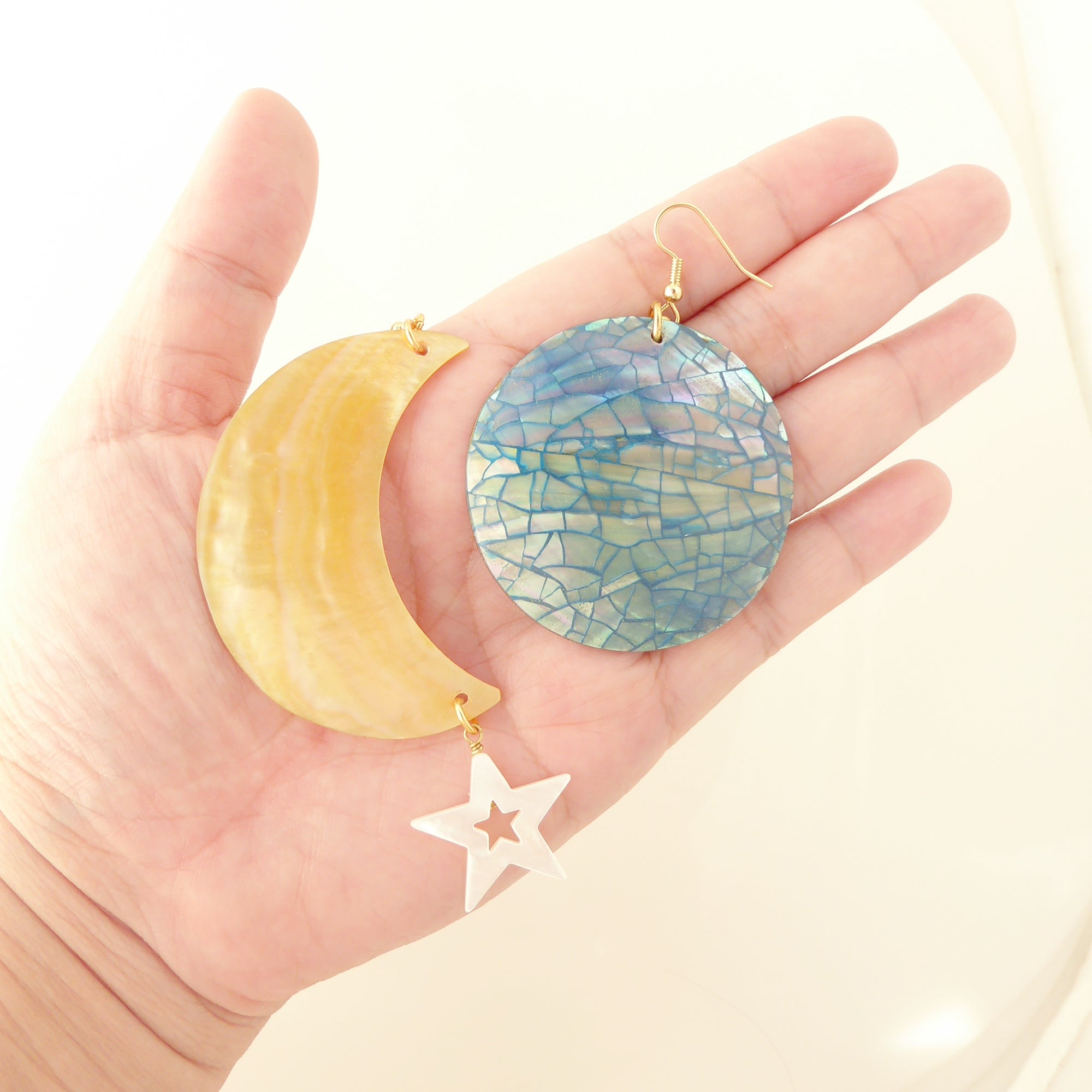 Neptune shell and moon earrings by Jenny Dayco 4
