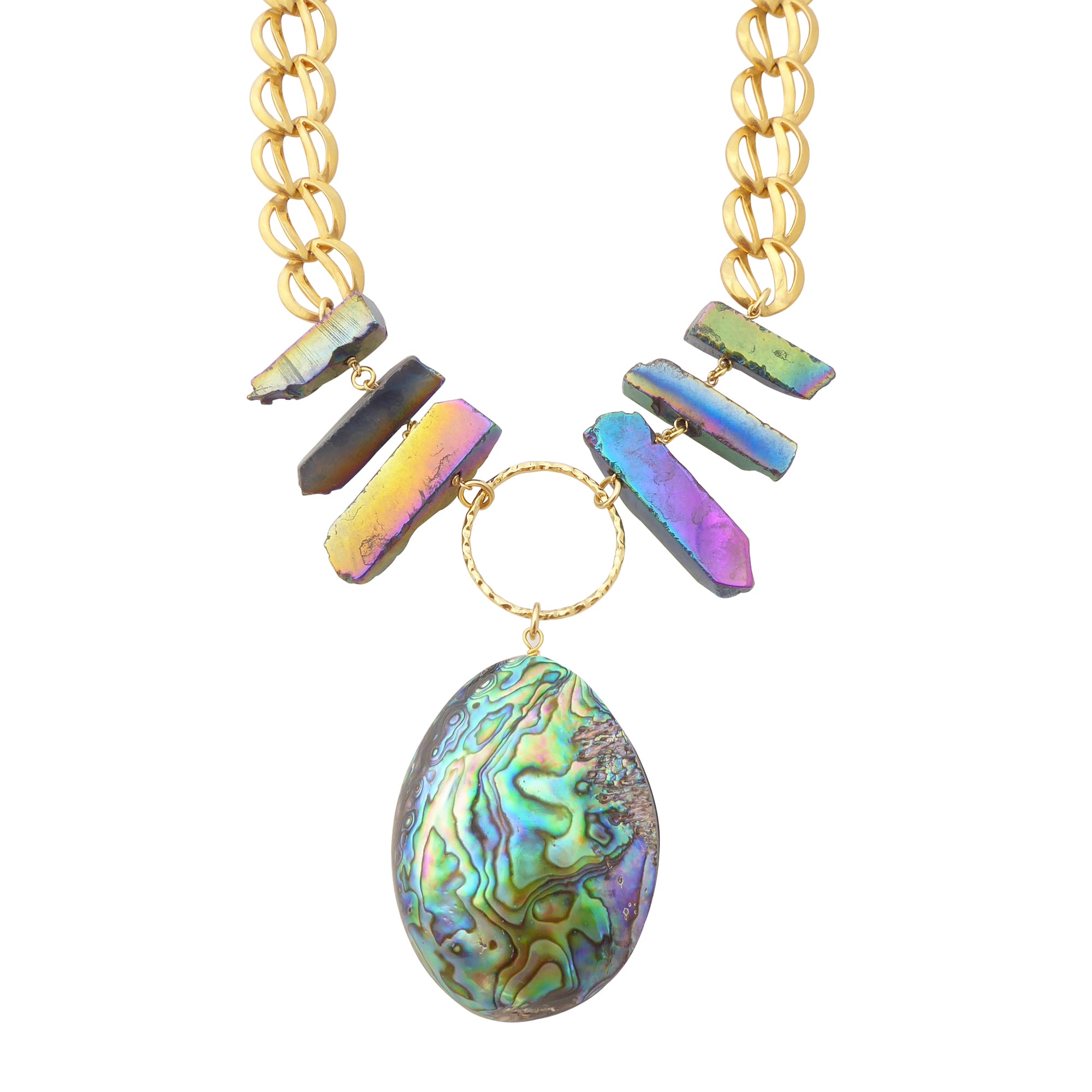 Paua shell teardrop necklace by Jenny Dayco 1