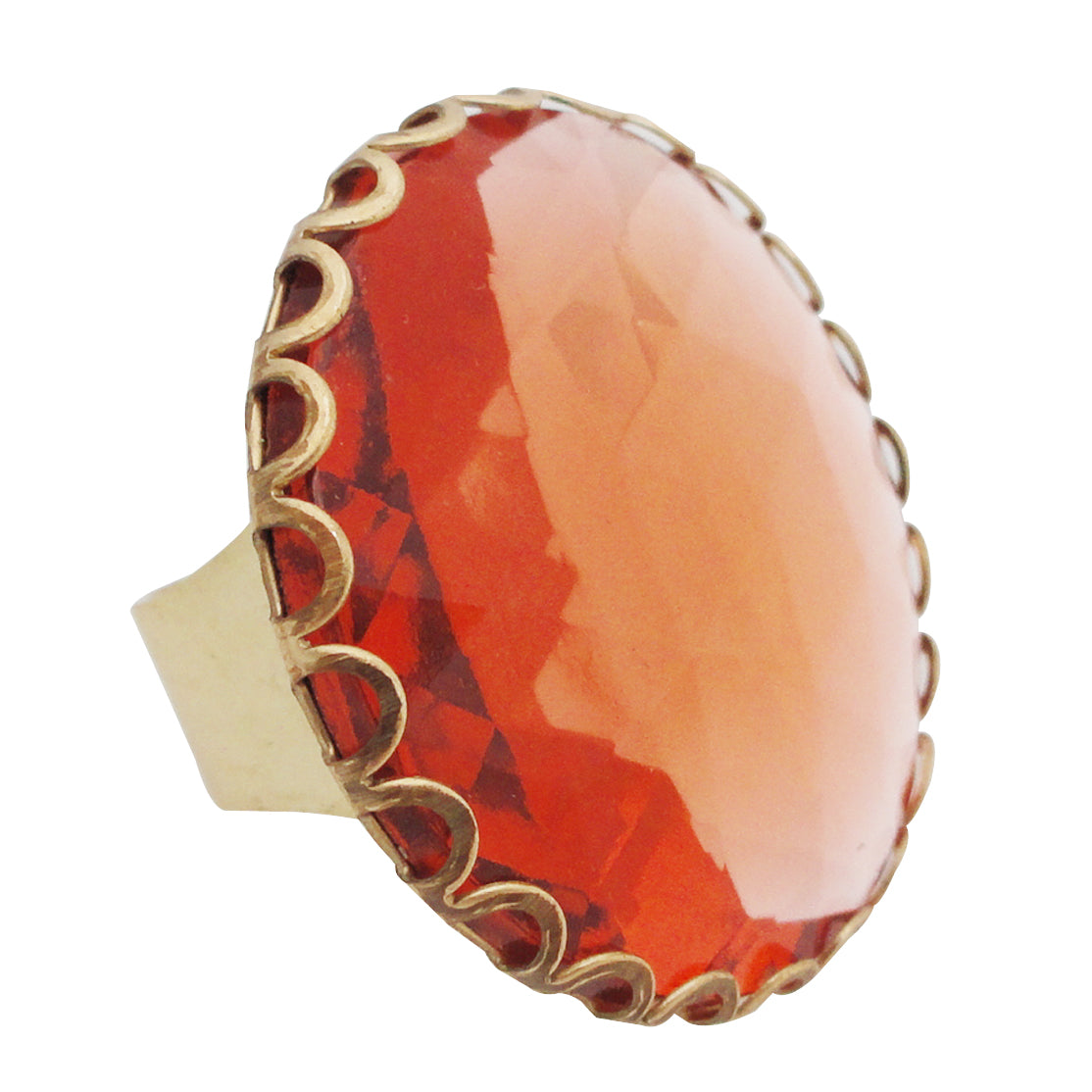 Peach faceted glass ring by Jenny Dayco