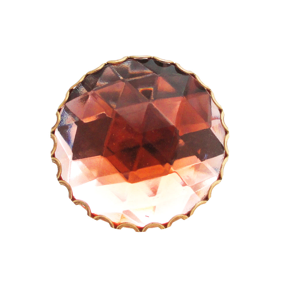 Peach faceted glass ring by Jenny Dayco top view