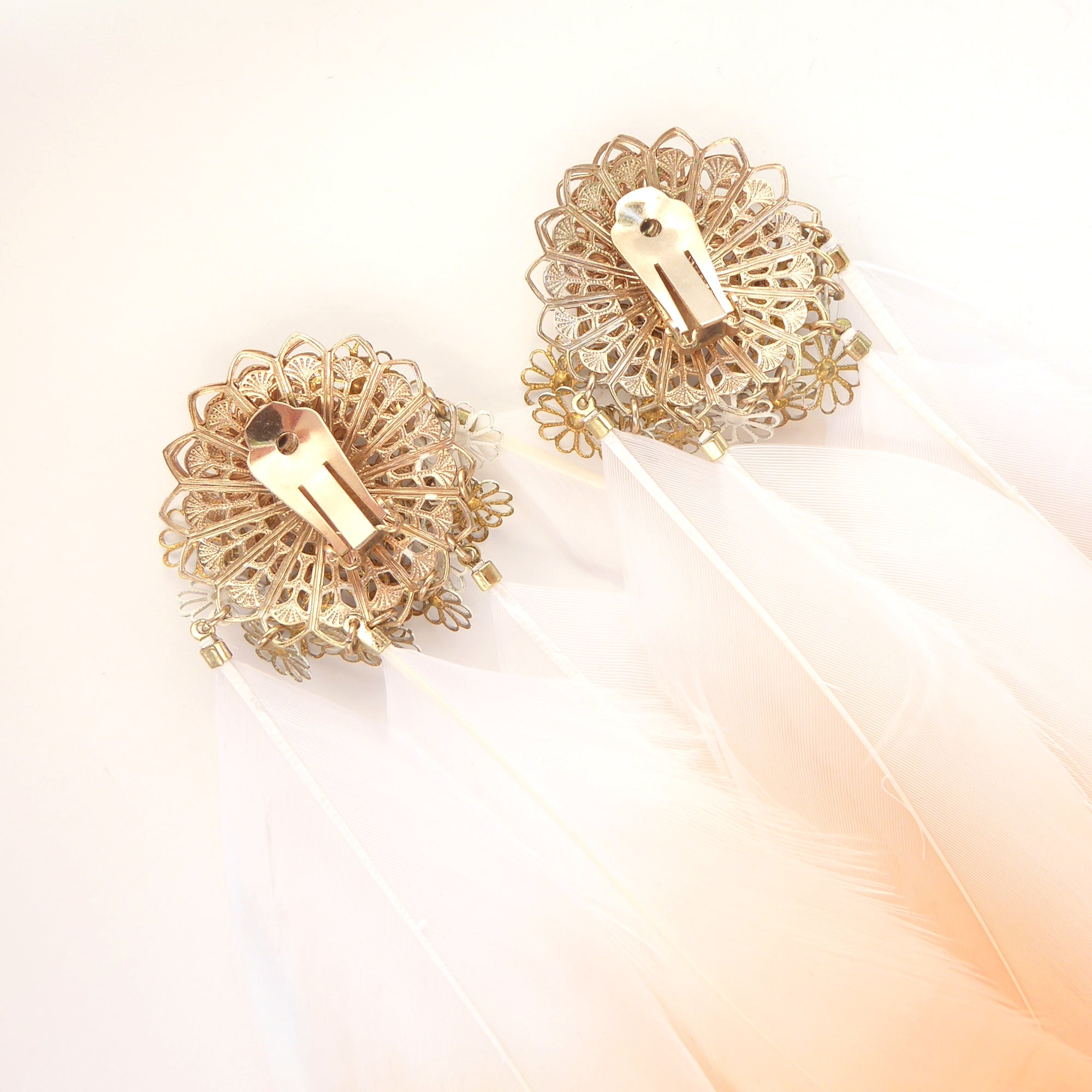 Peach feather earrings by Jenny Dayco 5