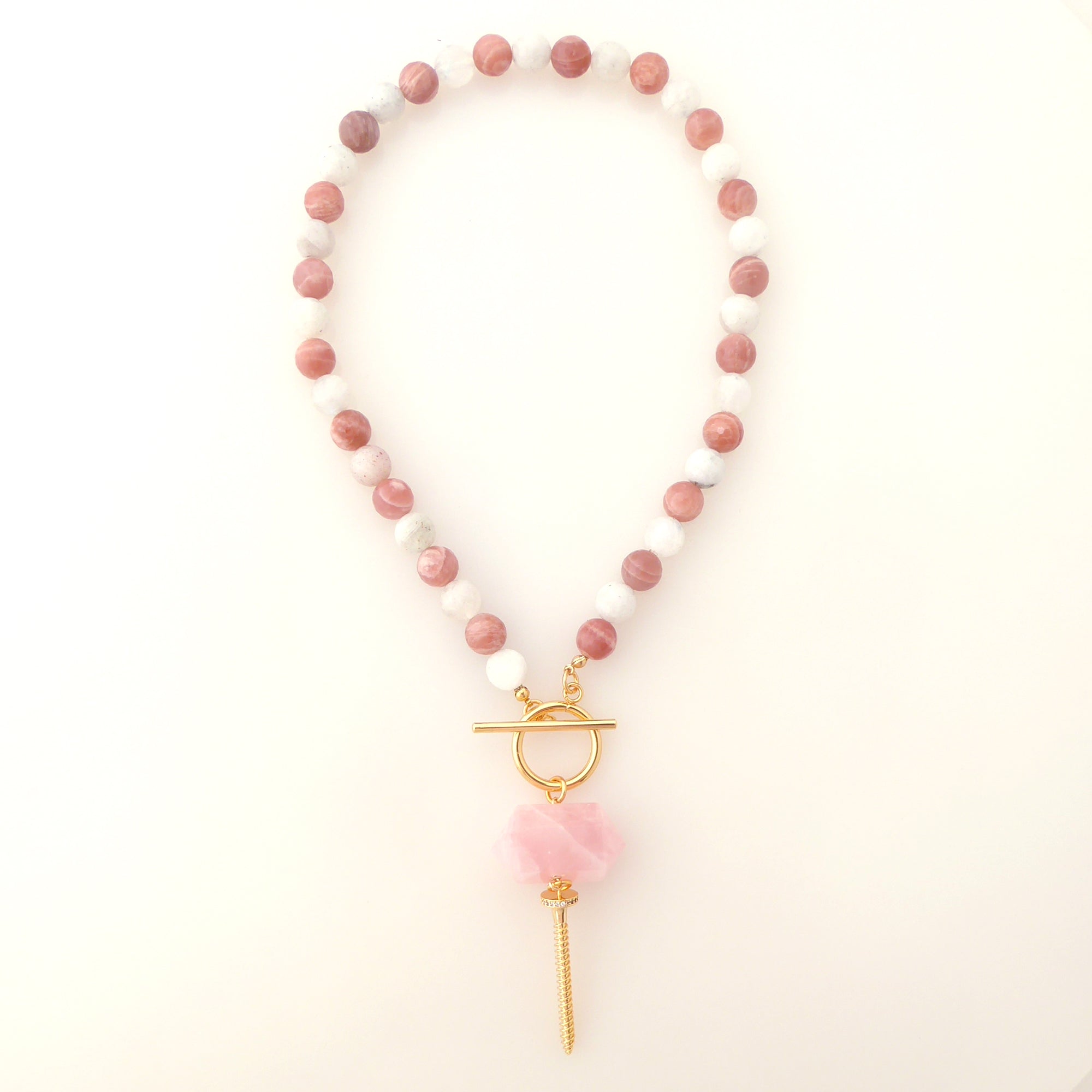 Peach moonstone screw necklace by Jenny Dayco 5
