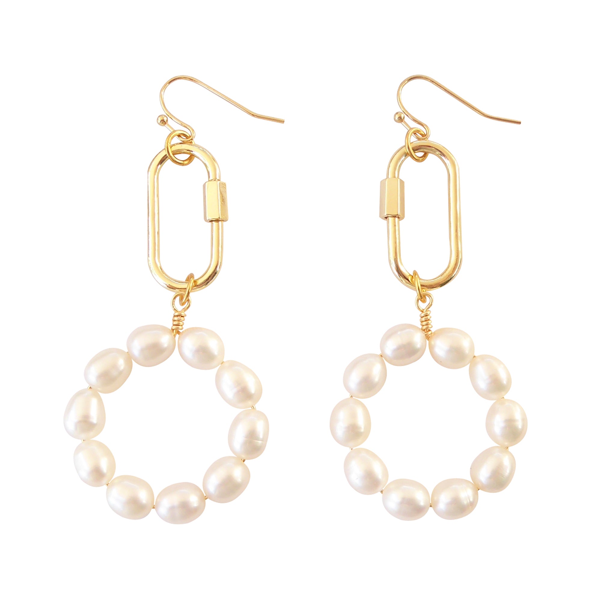 Pearl carabiner earrings by Jenny Dayco 1