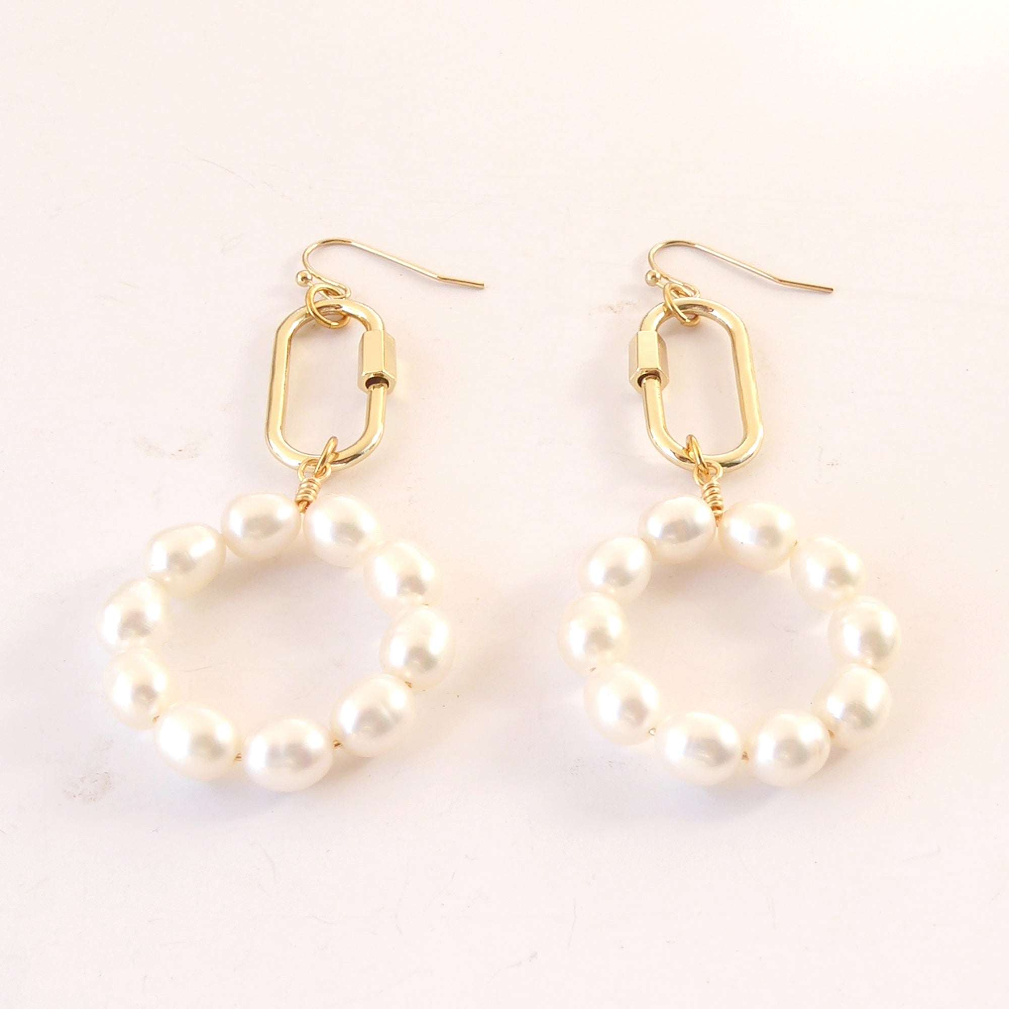 Pearl carabiner earrings by Jenny Dayco 3