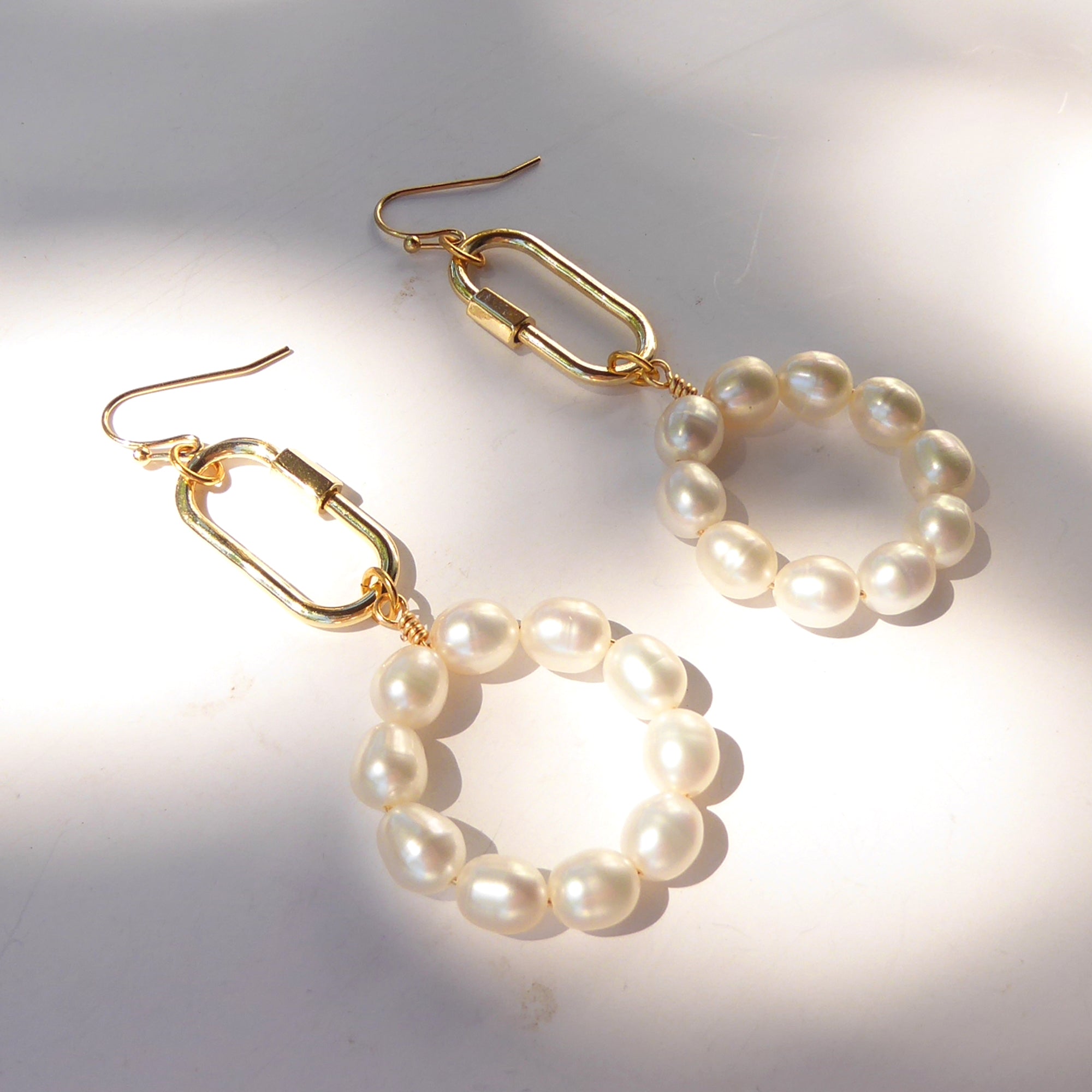Pearl carabiner earrings by Jenny Dayco 5