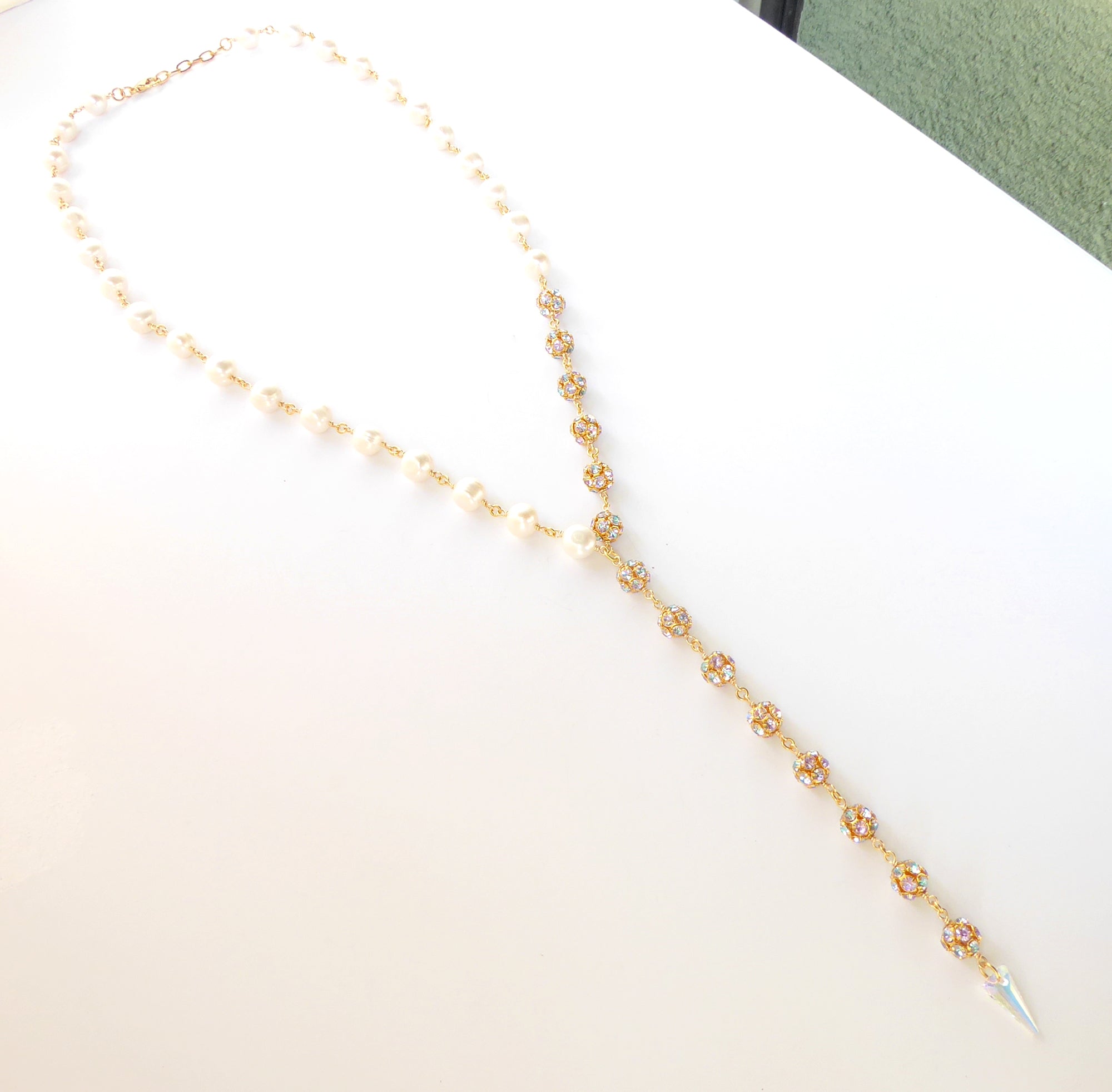 Pearl pastel crystal necklace by Jenny Dayco 2