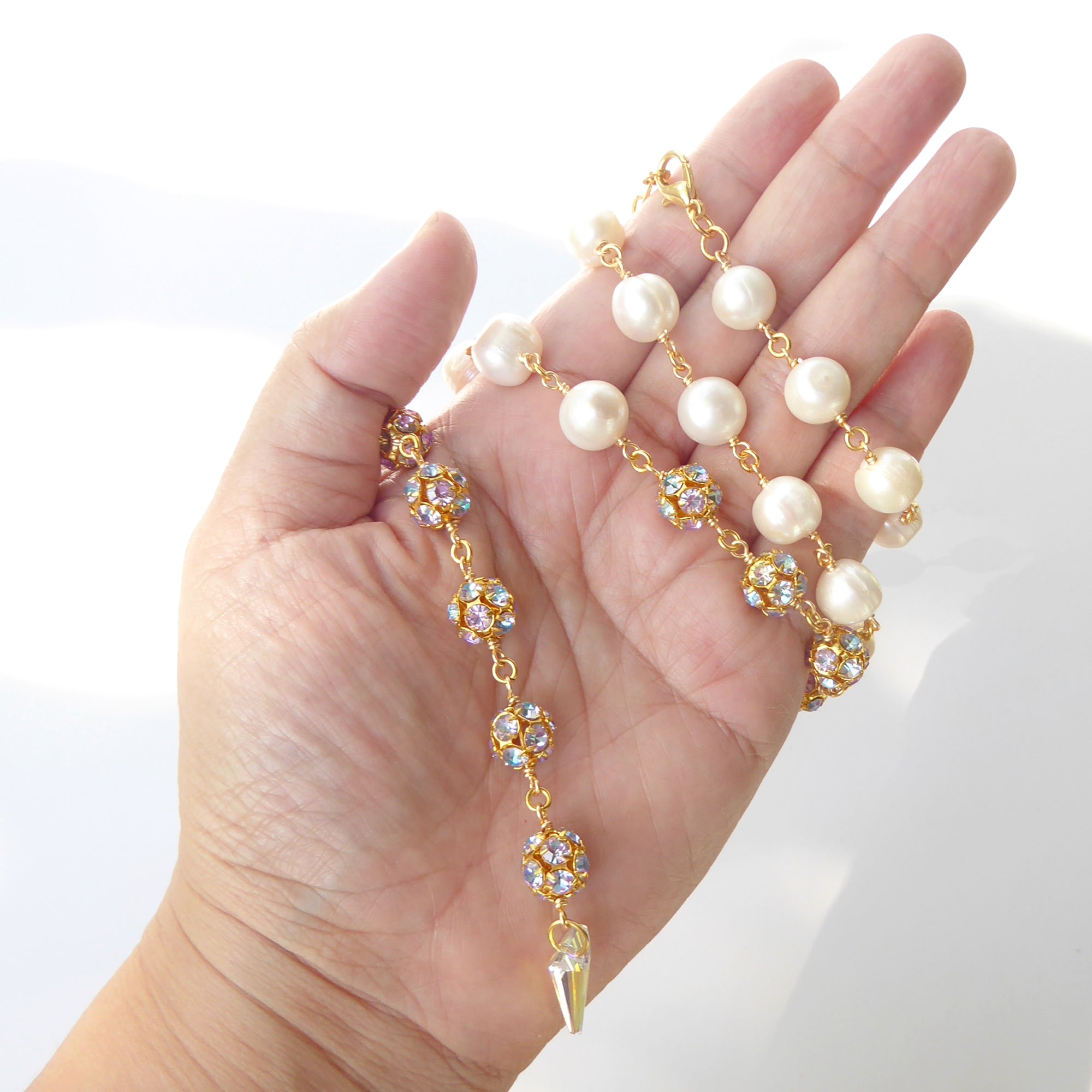 Pearl pastel crystal necklace by Jenny Dayco 8