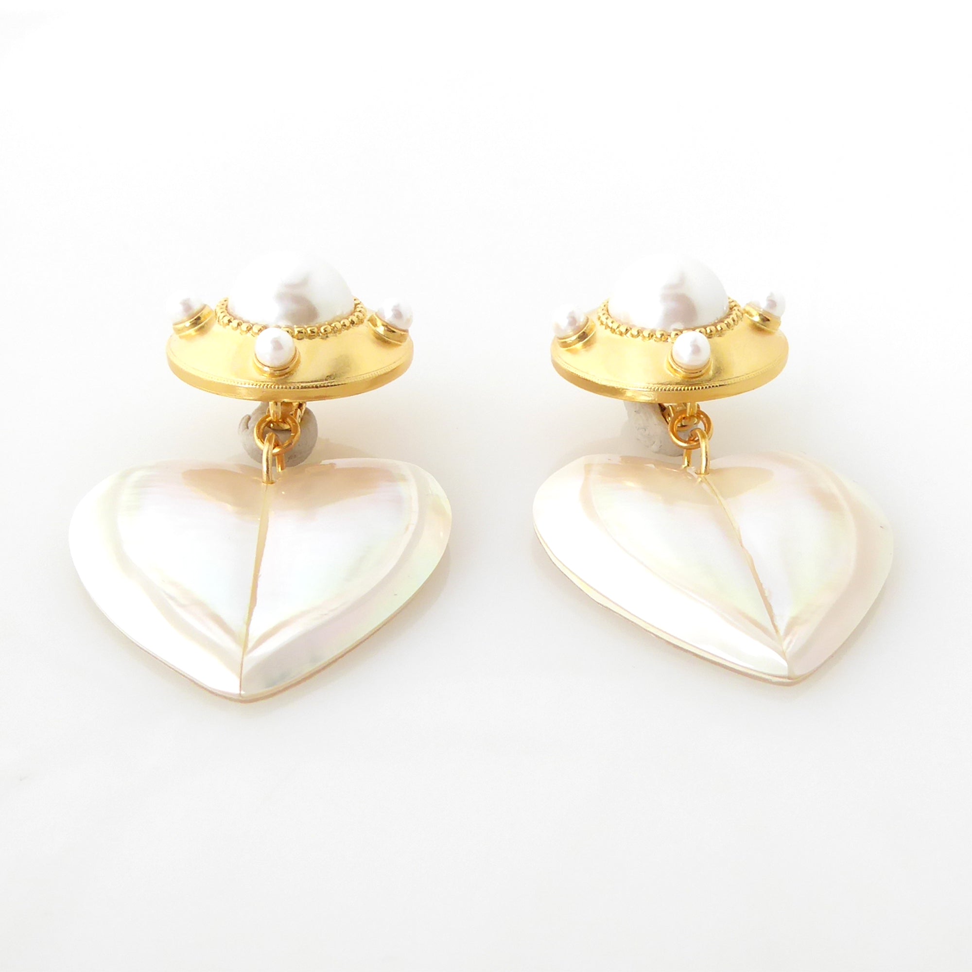 Pearl shield earrings by Jenny Dayco 3