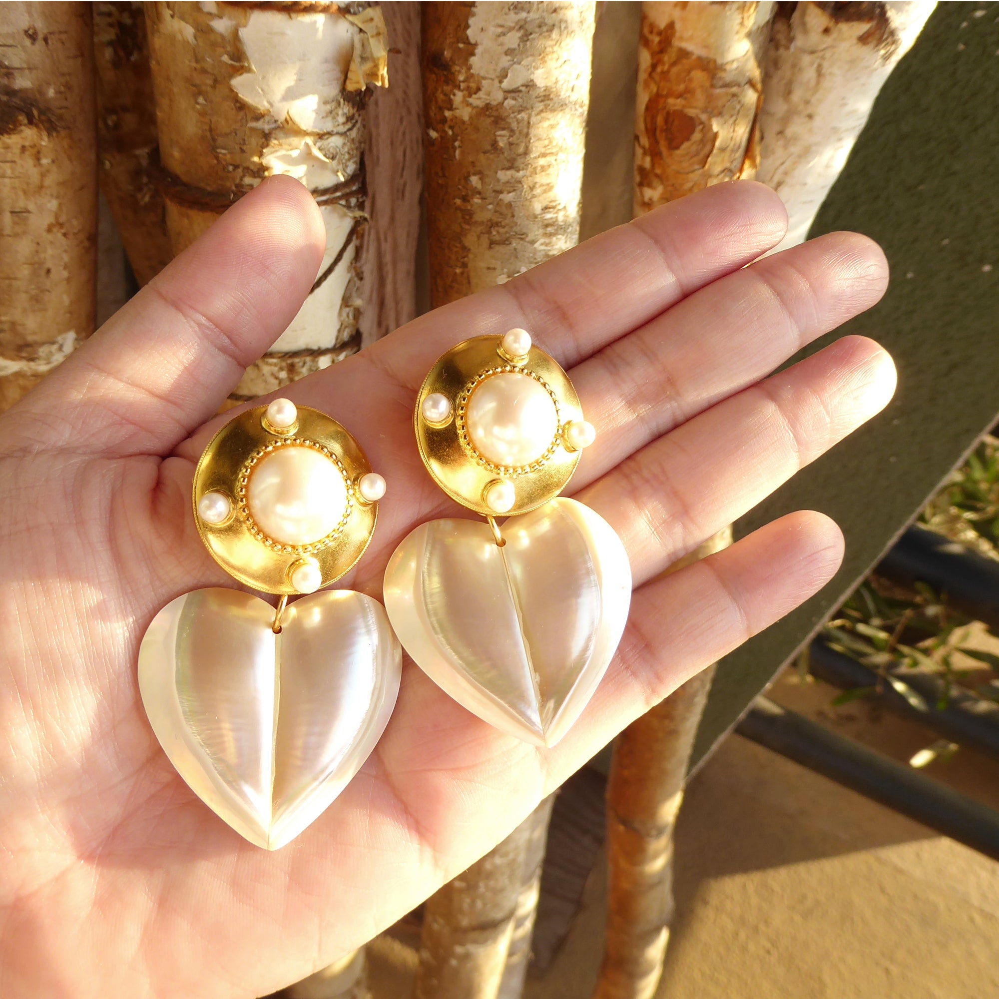 Pearl shield earrings by Jenny Dayco 7