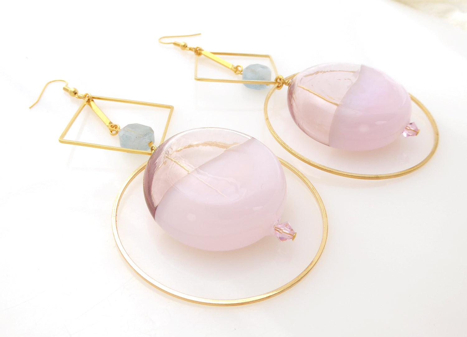 Pink bubble glass earrings by Jenny Dayco 2