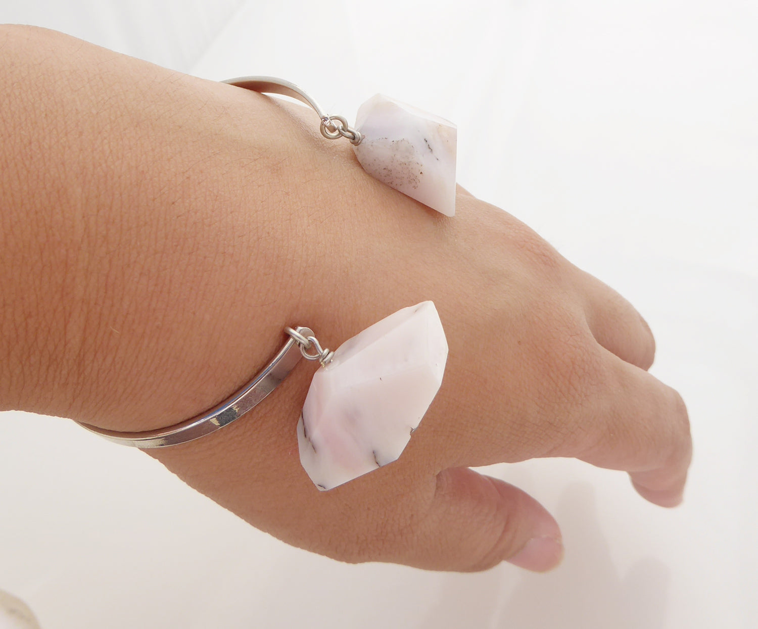 Pink opal nugget cuff bracelet by Jenny Dayco 5