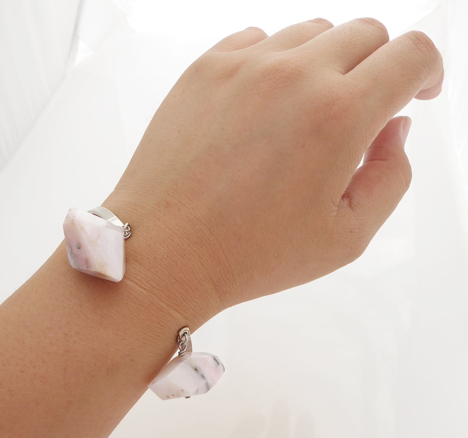 Pink opal nugget cuff bracelet by Jenny Dayco 6