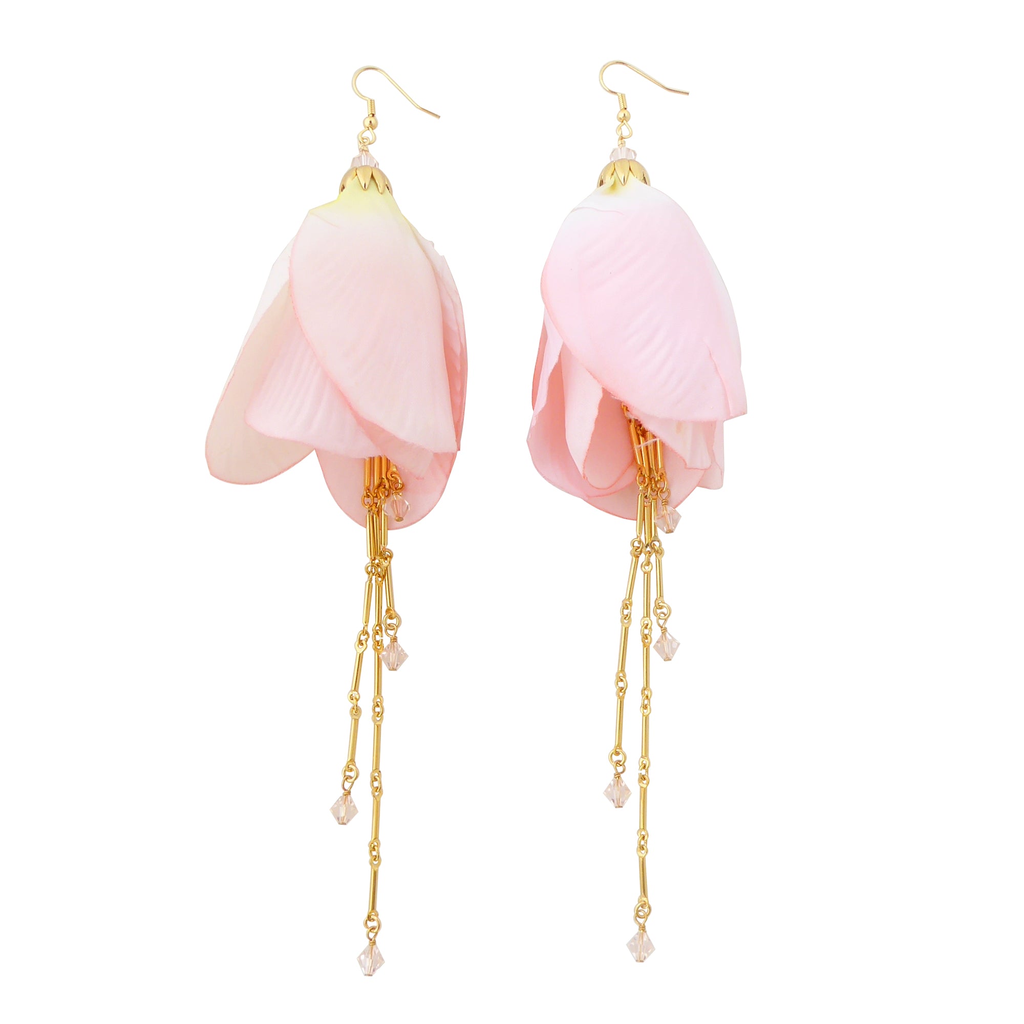 Pink beaded tulip earrings by Jenny Dayco 1