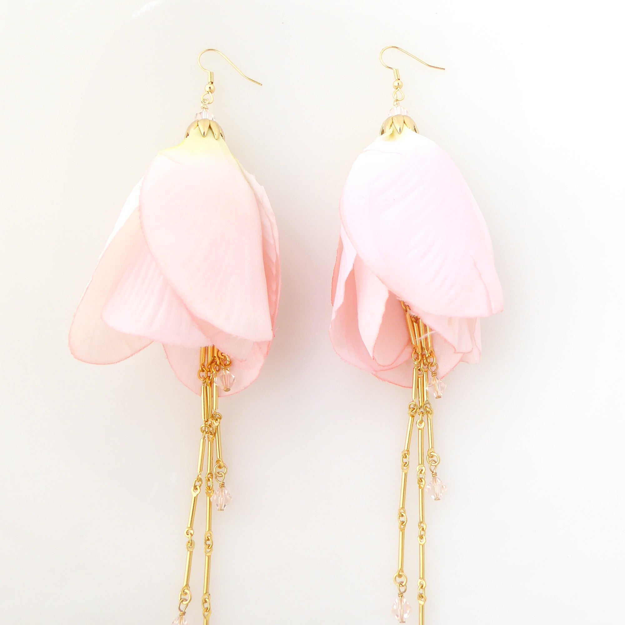 Pink beaded tulip earrings by Jenny Dayco 4