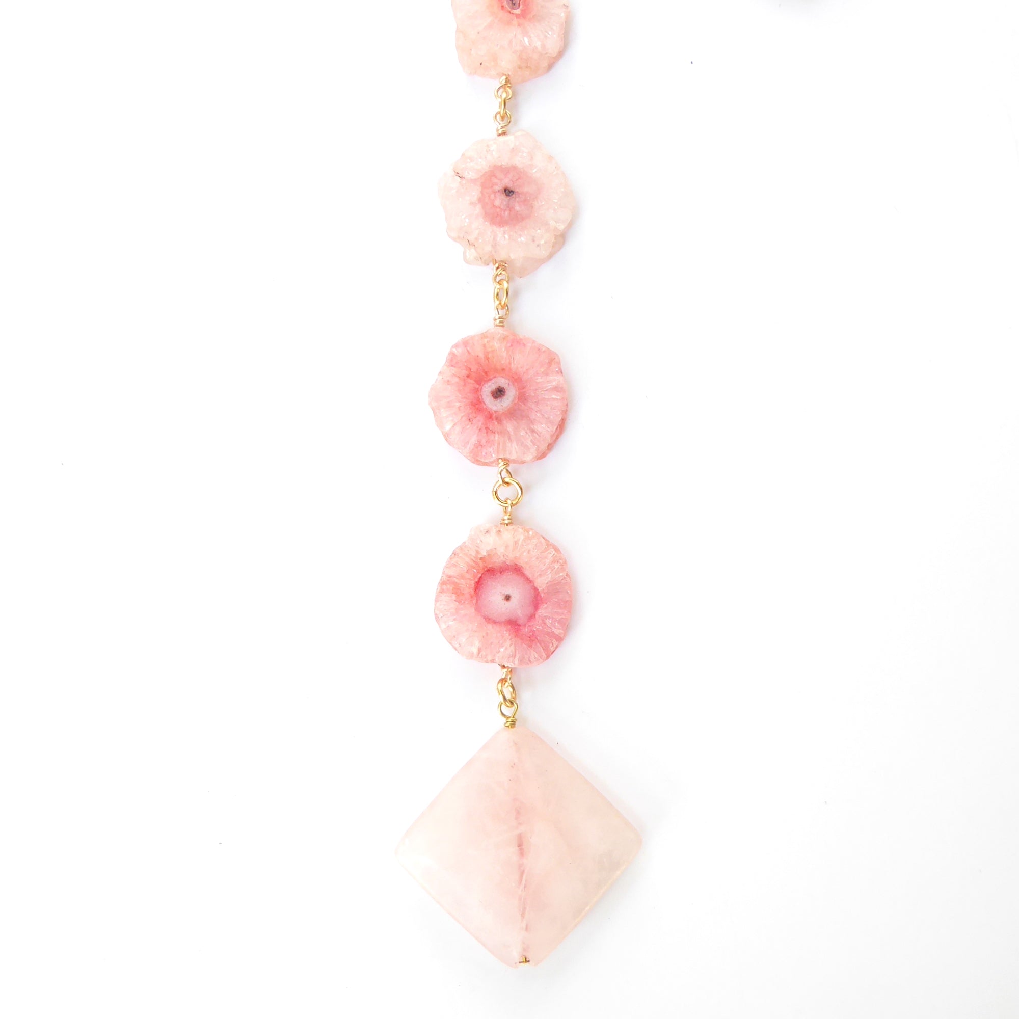 Pink geometric stone necklace by Jenny Dayco 4