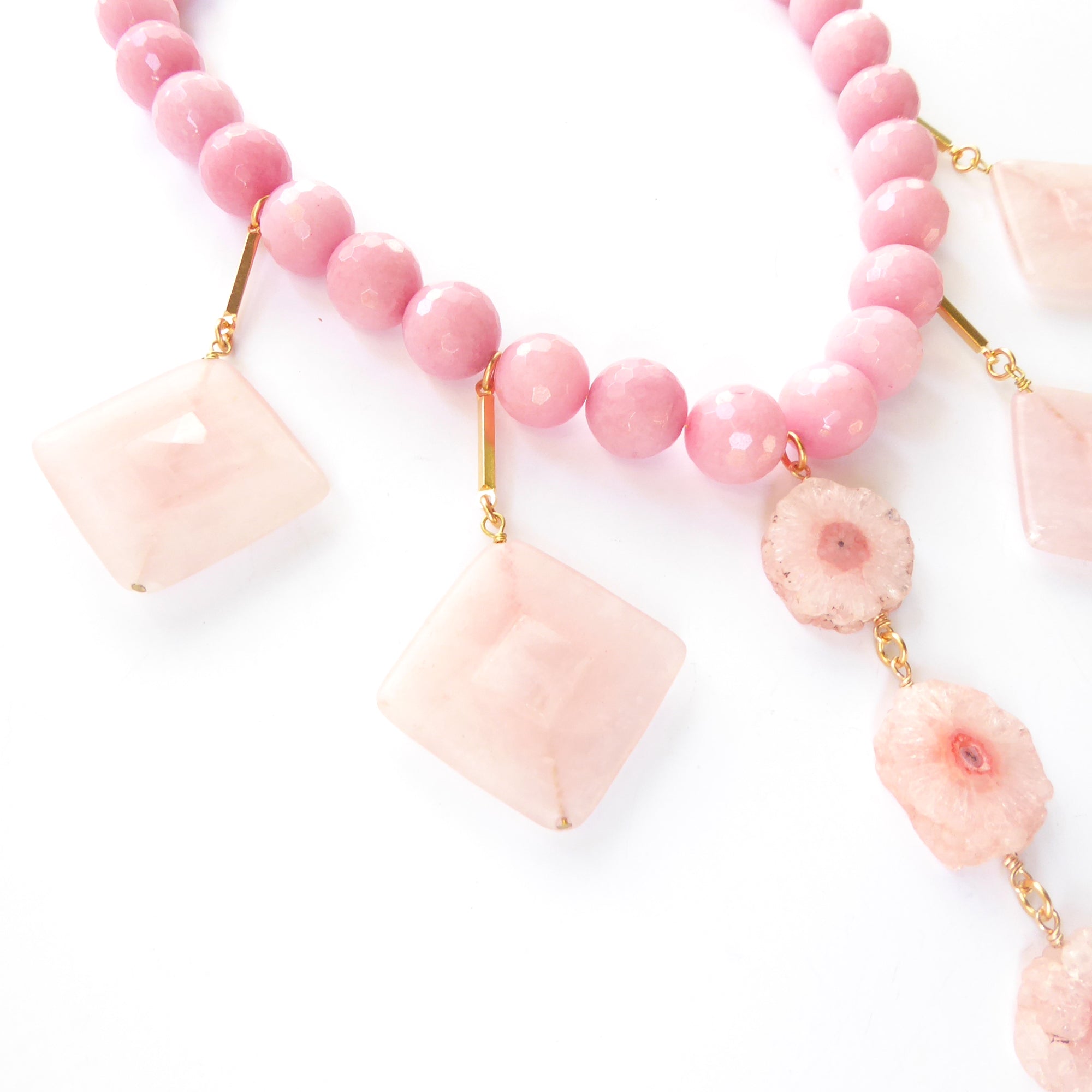 Pink geometric stone necklace by Jenny Dayco 7