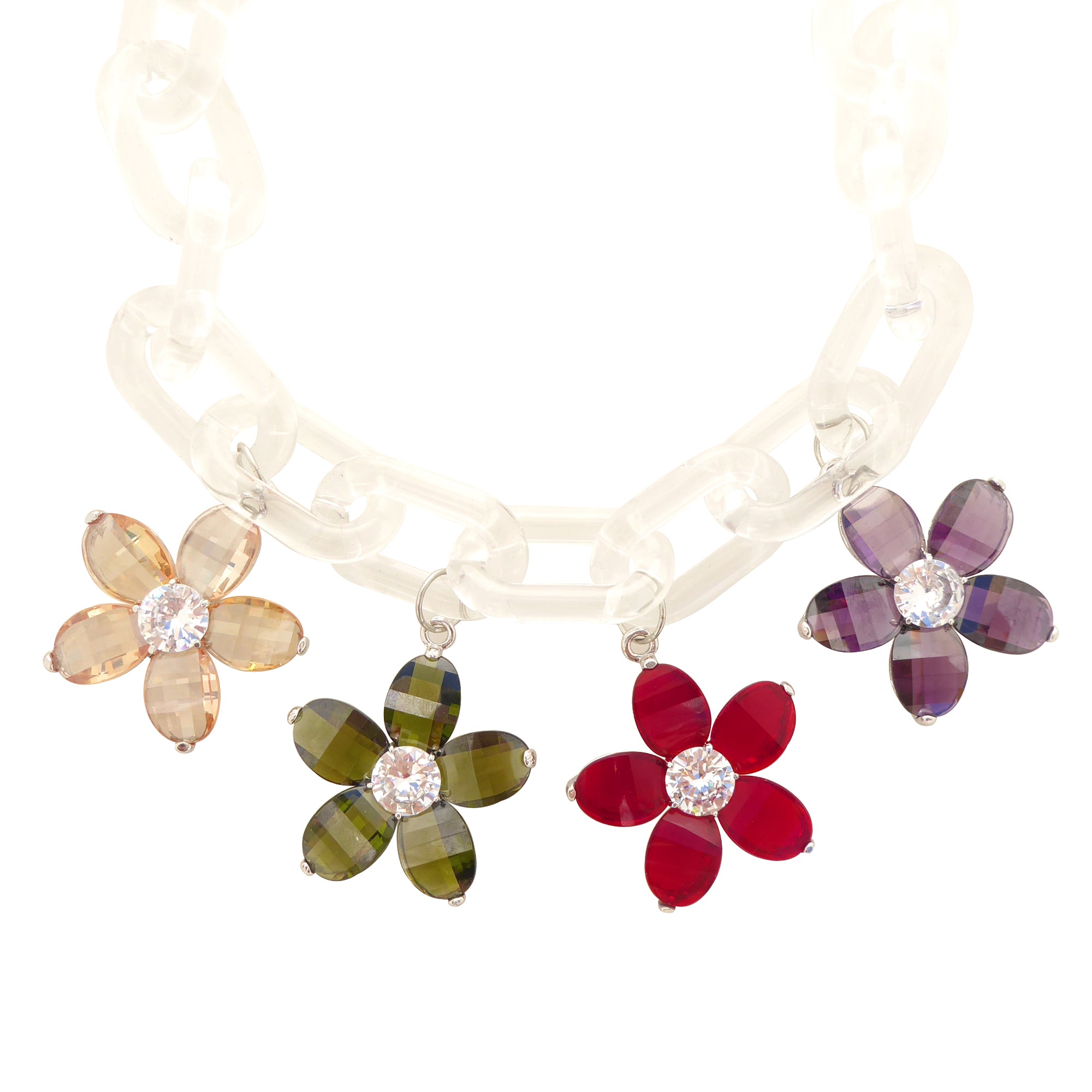 Printemps colorful floral clear chain necklace by Jenny Dayco 1 