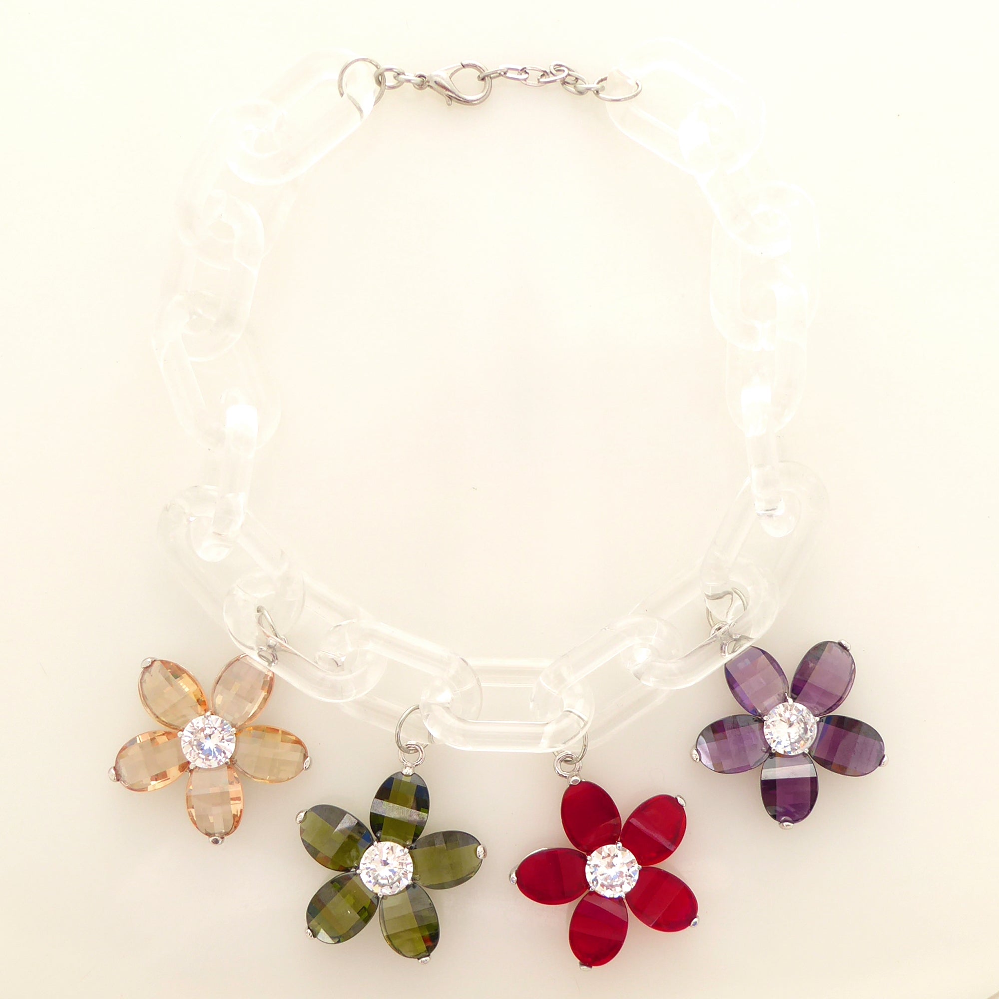 Printemps colorful floral clear chain necklace by Jenny Dayco 6