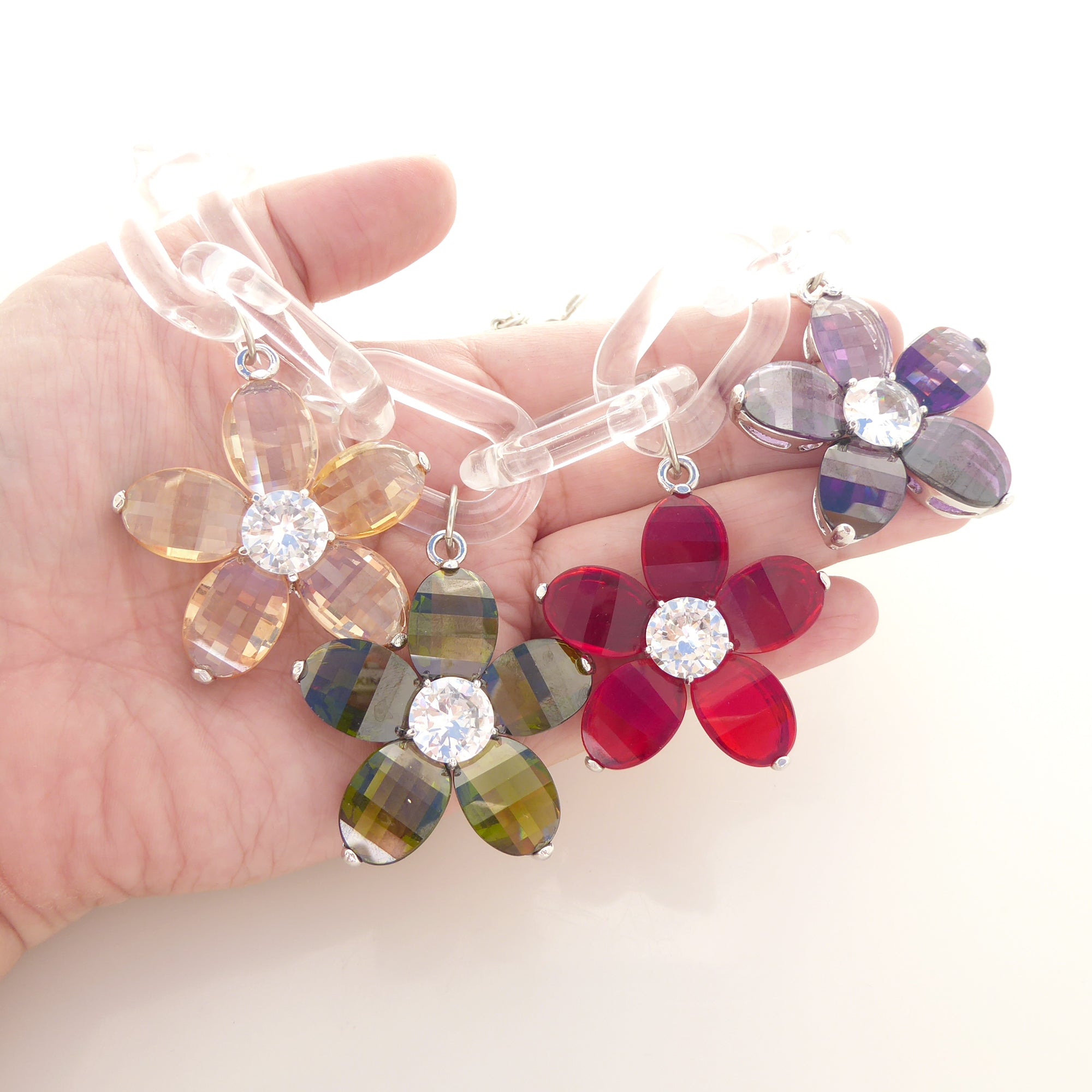 Printemps colorful floral clear chain necklace by Jenny Dayco 7