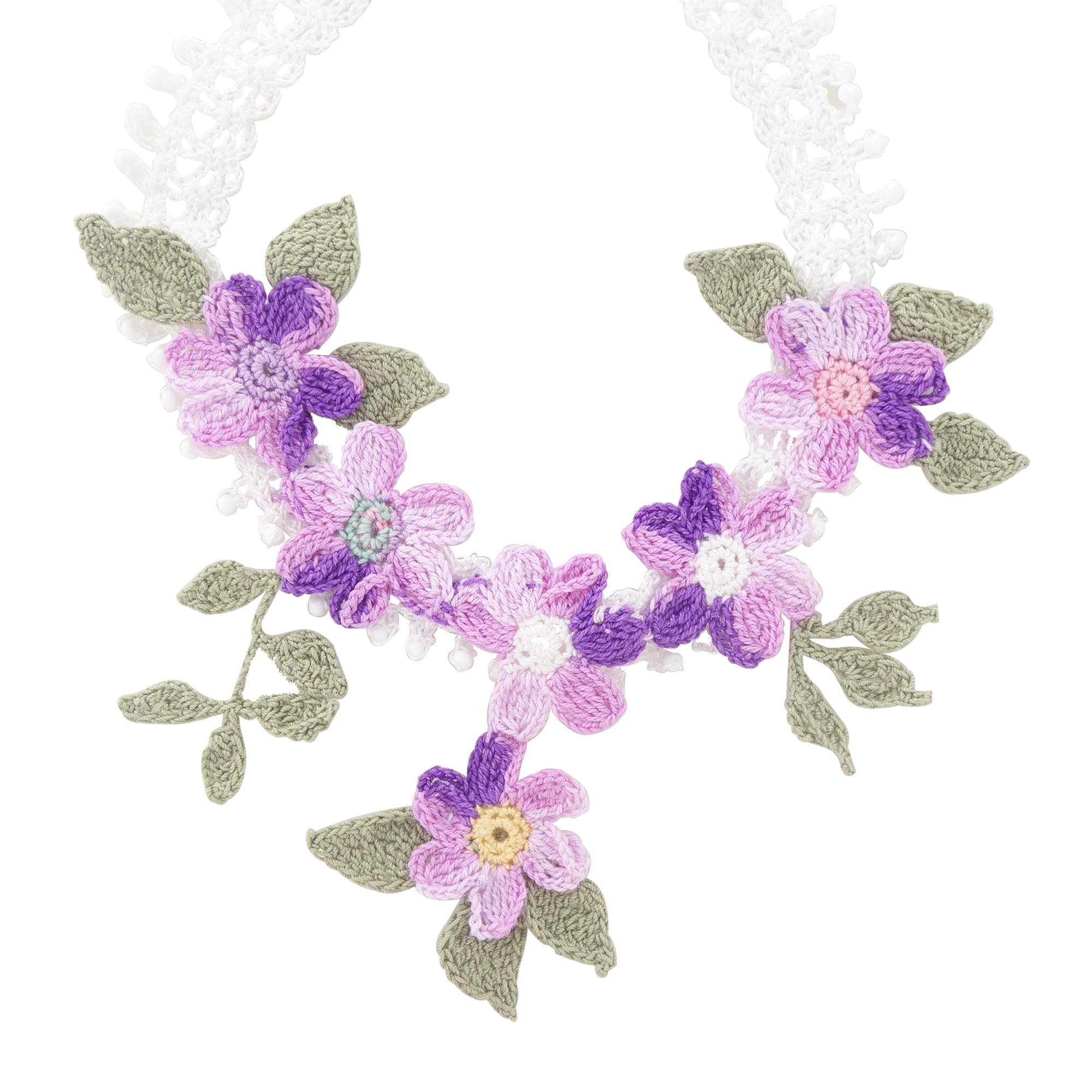 Purple flower crochet necklace by Jenny Dayco 1