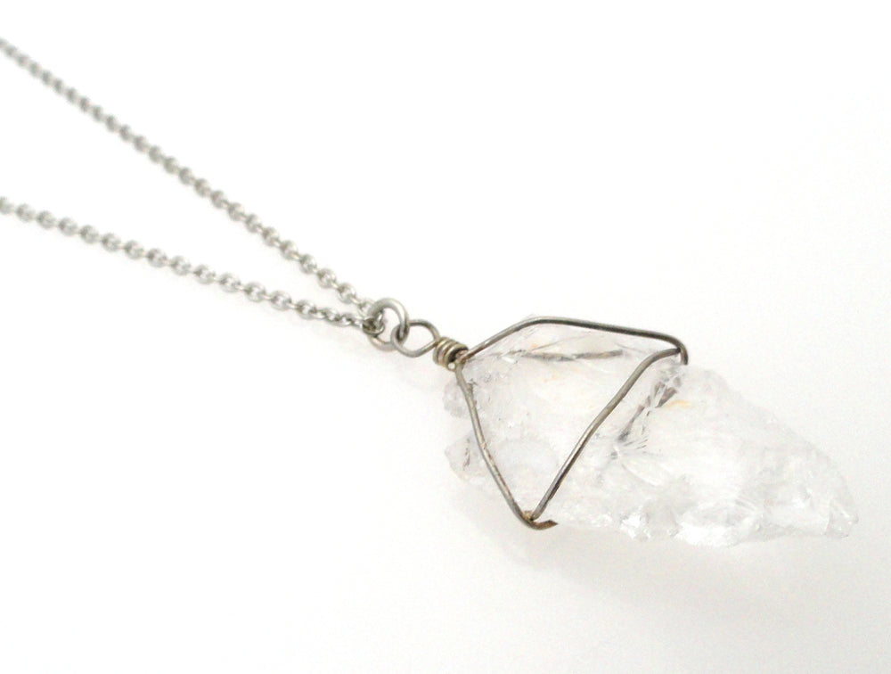 Quartz arrowhead necklace by Jenny Dayco side view