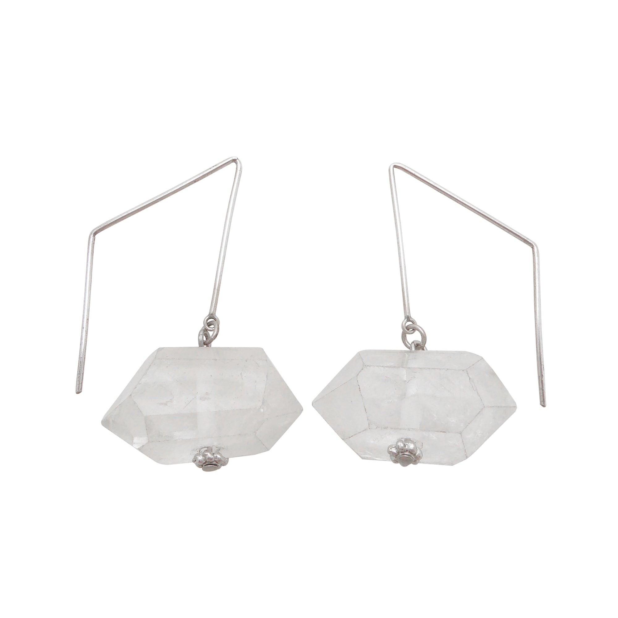 Quartz geometric wire earrings