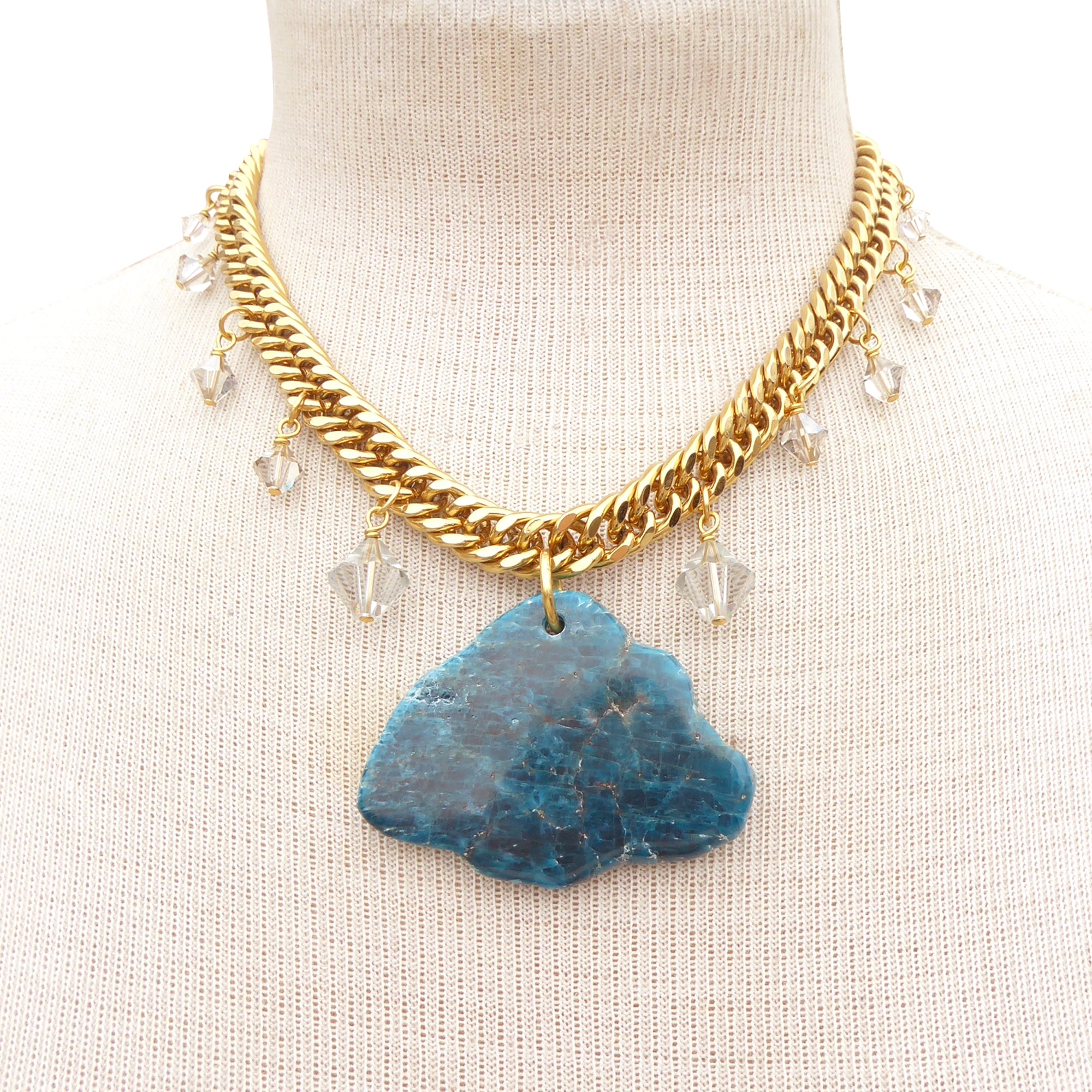 Rainy day blue apatite necklace