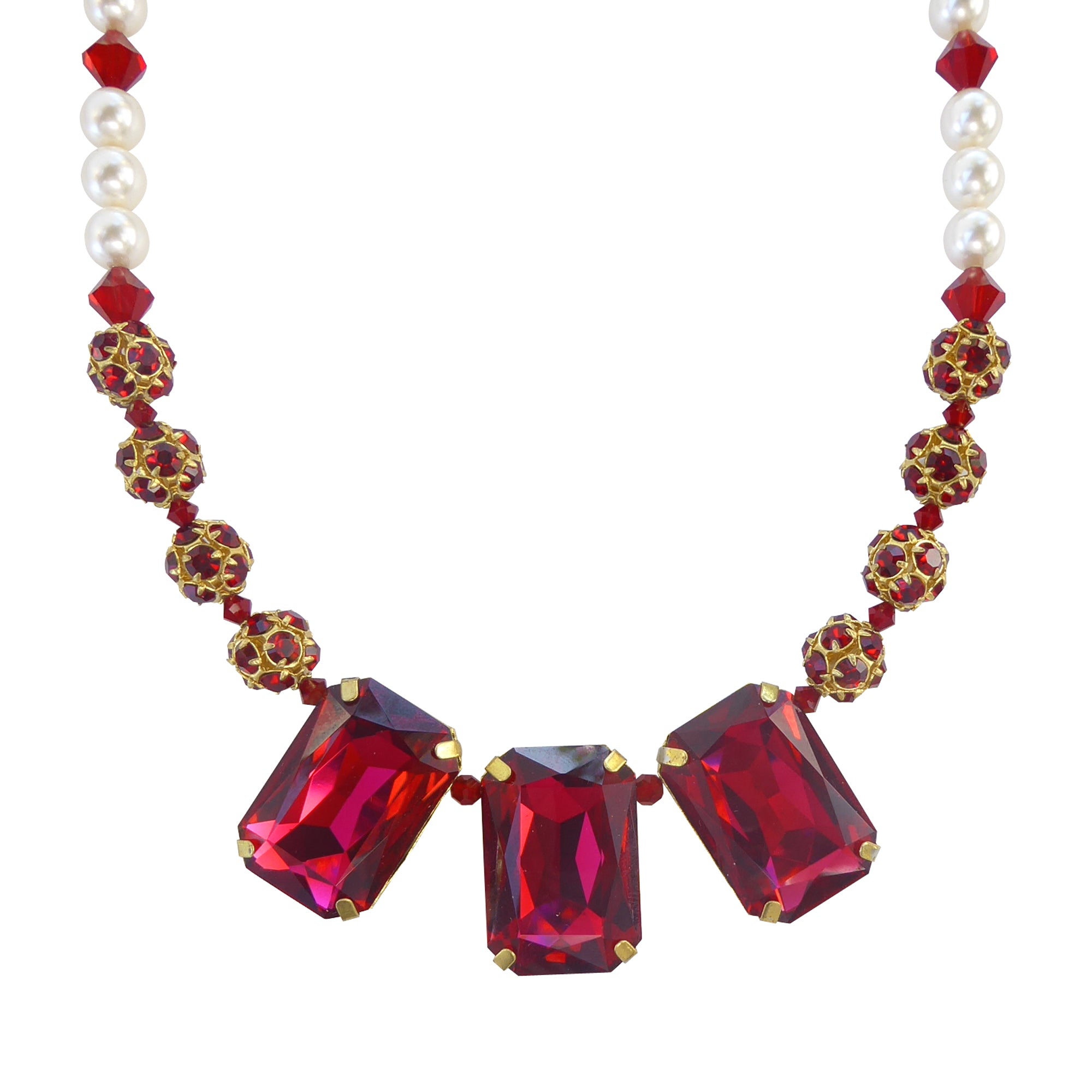 Red crystal necklace by Jenny Dayco 1