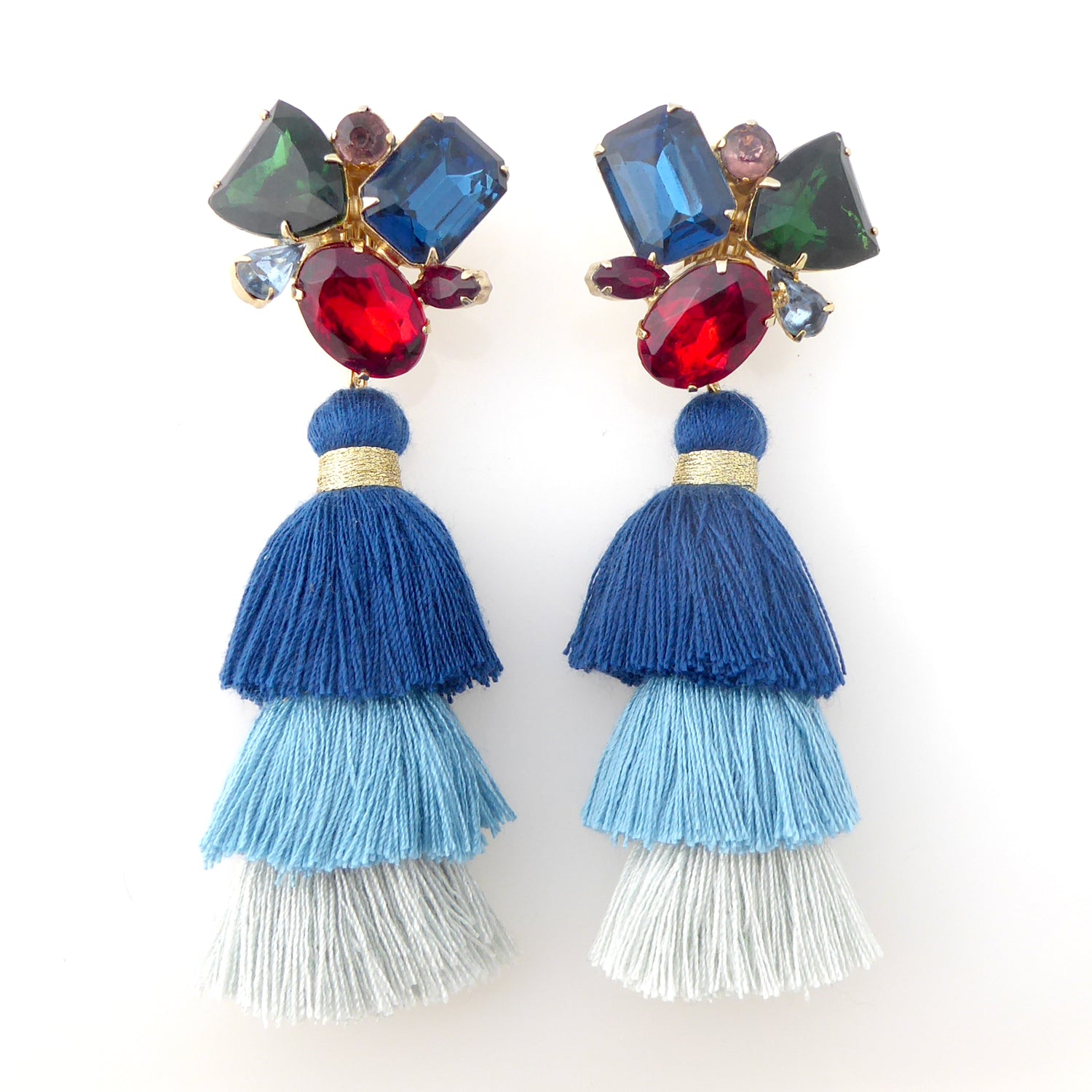 Rhinestone cluster tassel earrings by Jenny Dayco 1