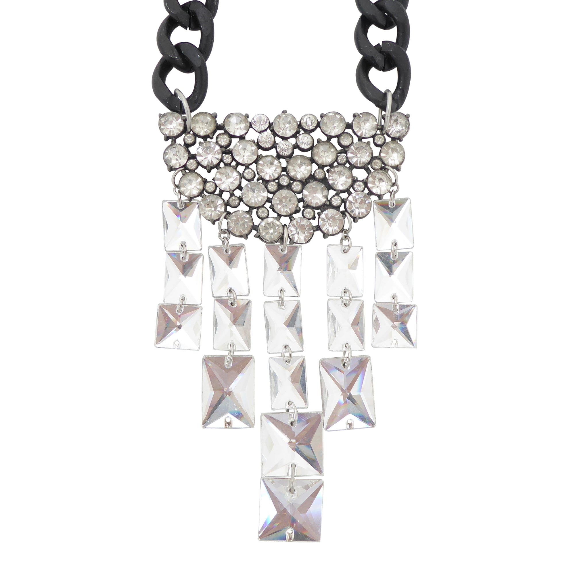 Rhinestone moon cluster necklace by Jenny Dayco 1