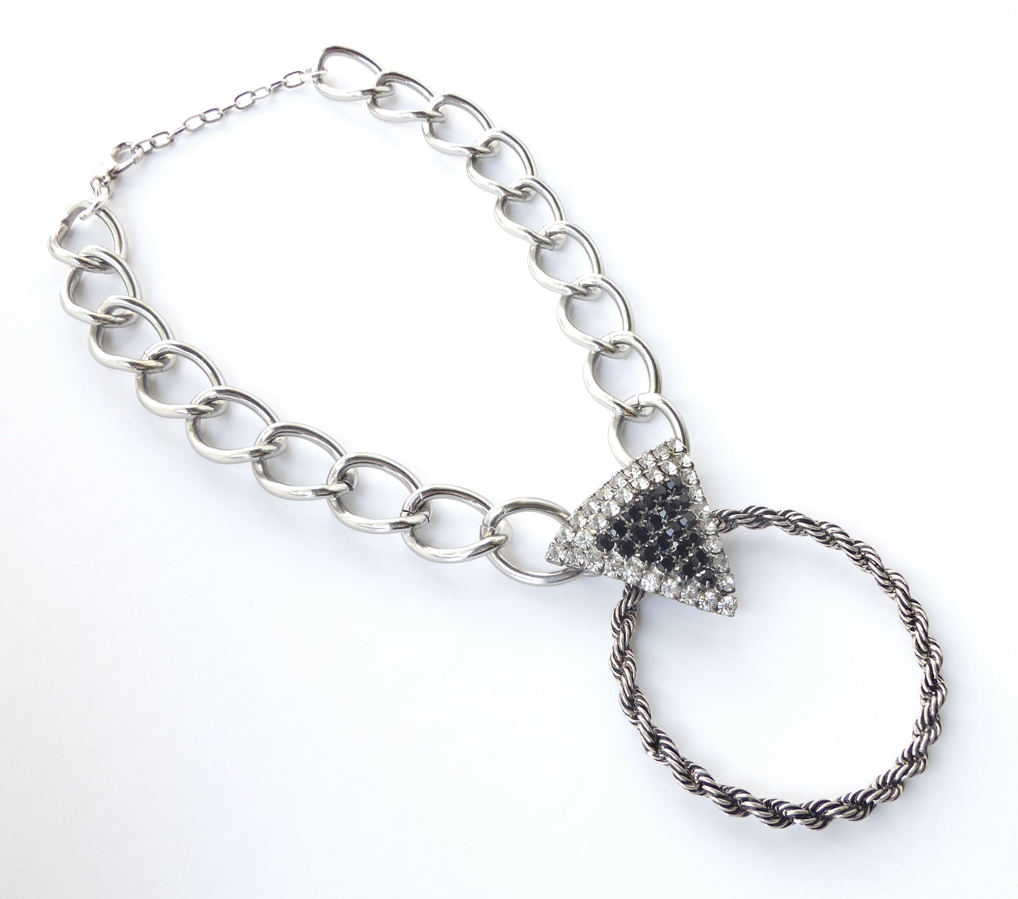 Rhinestone triangle necklace by Jenny Dayco 2