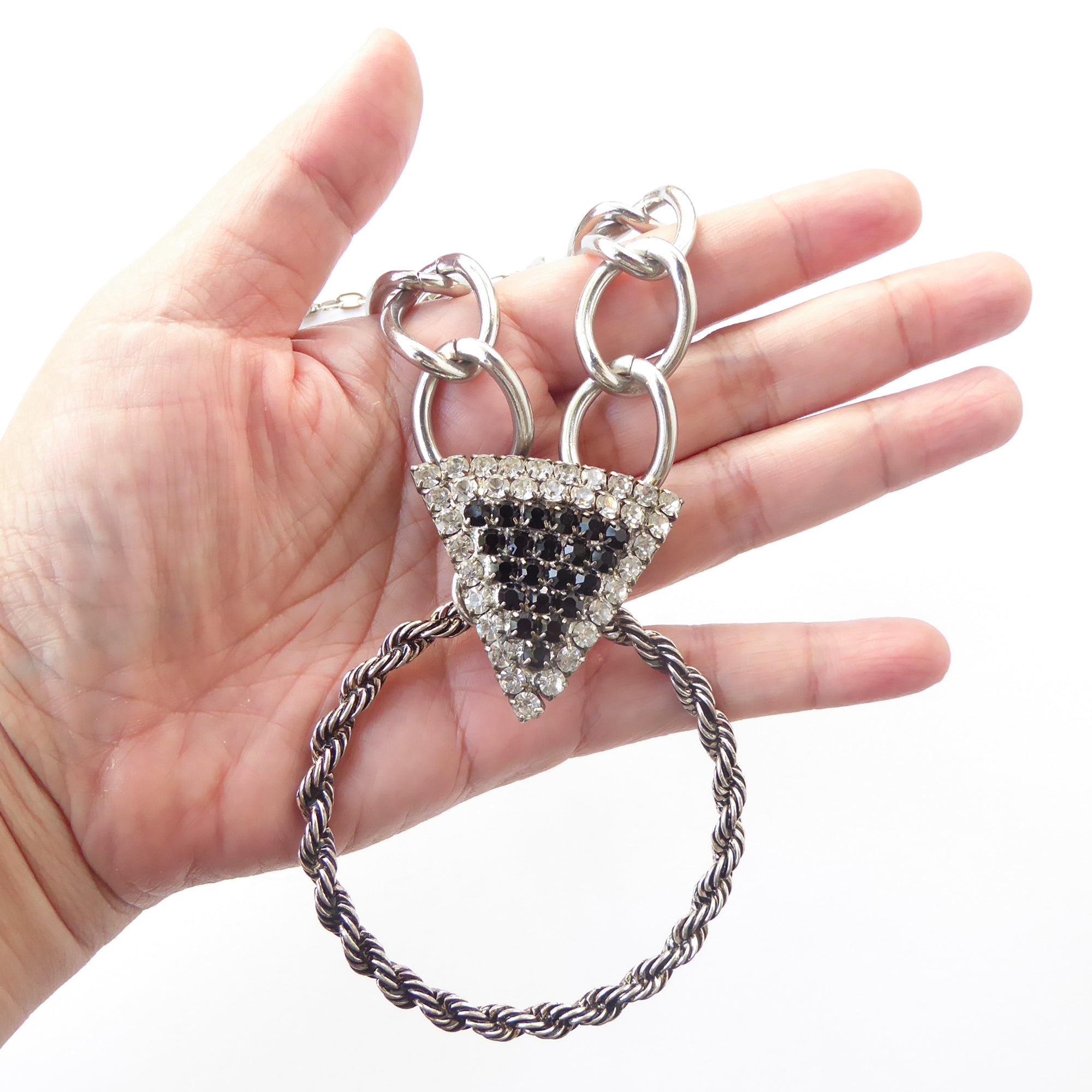 Rhinestone triangle necklace by Jenny Dayco 5