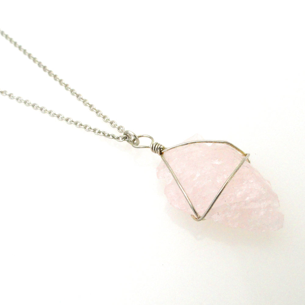 Rose quartz arrowhead necklace by Jenny Dayco side view